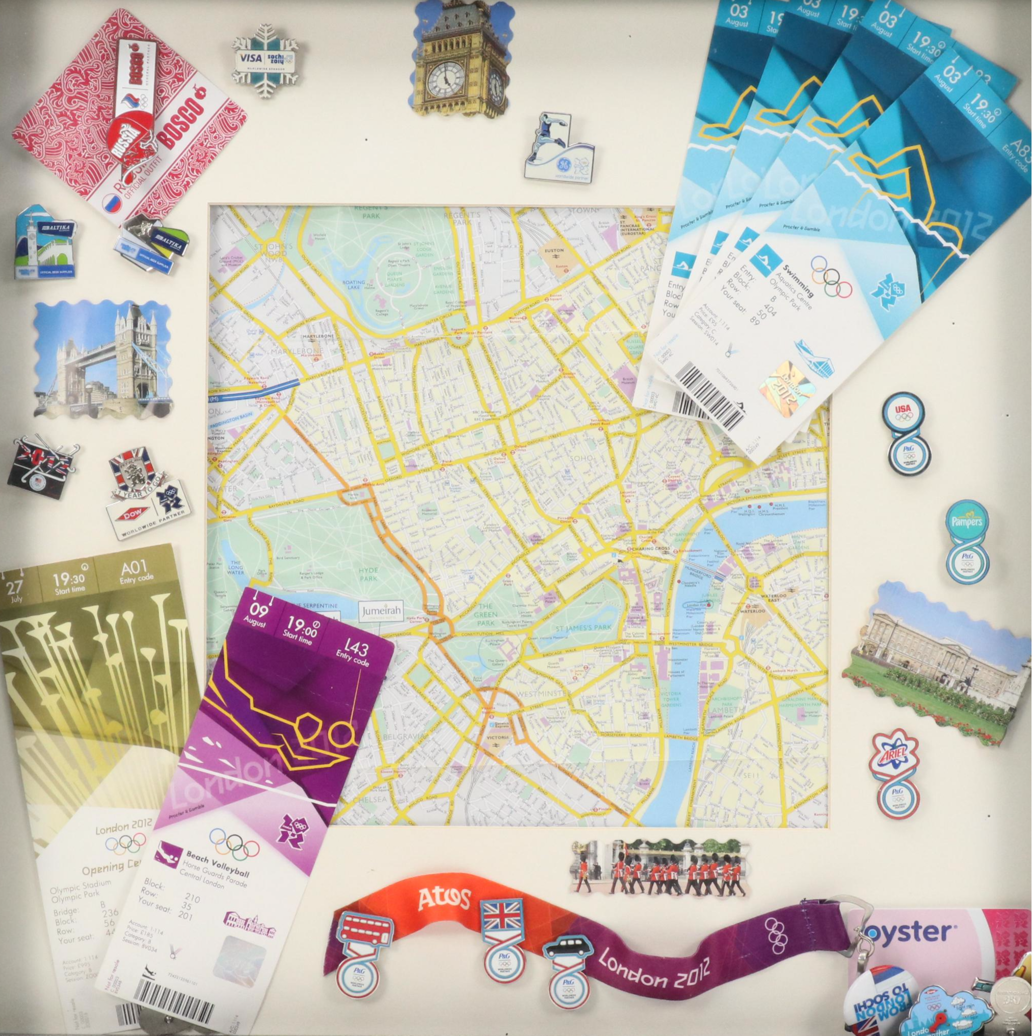 London 2012 Olympic Collection Featuring Tickets and Pins