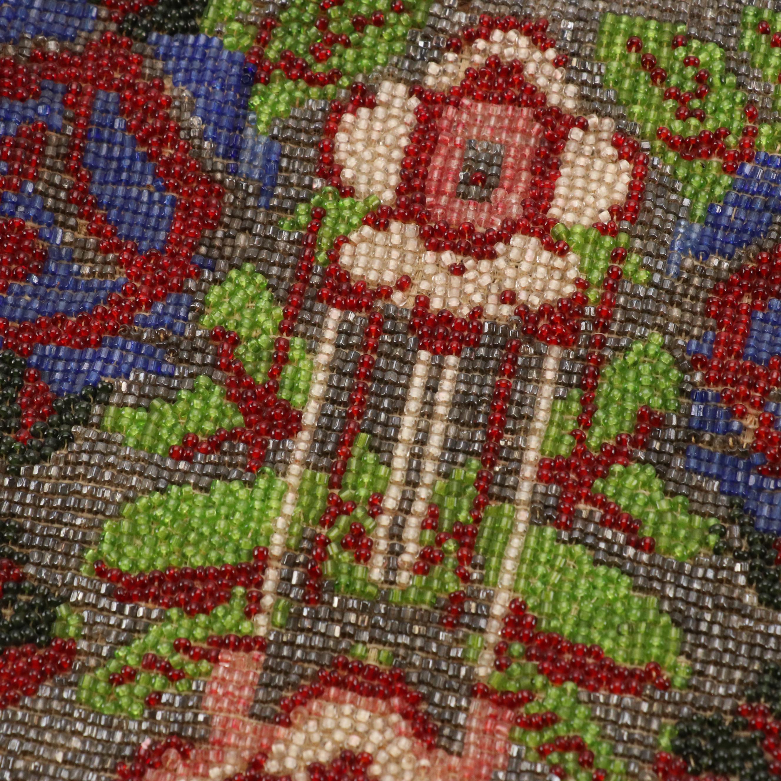 Jemco Frame Tooled Leather Bag, Floral Glass Bead Purse, and Wallet Crossbody