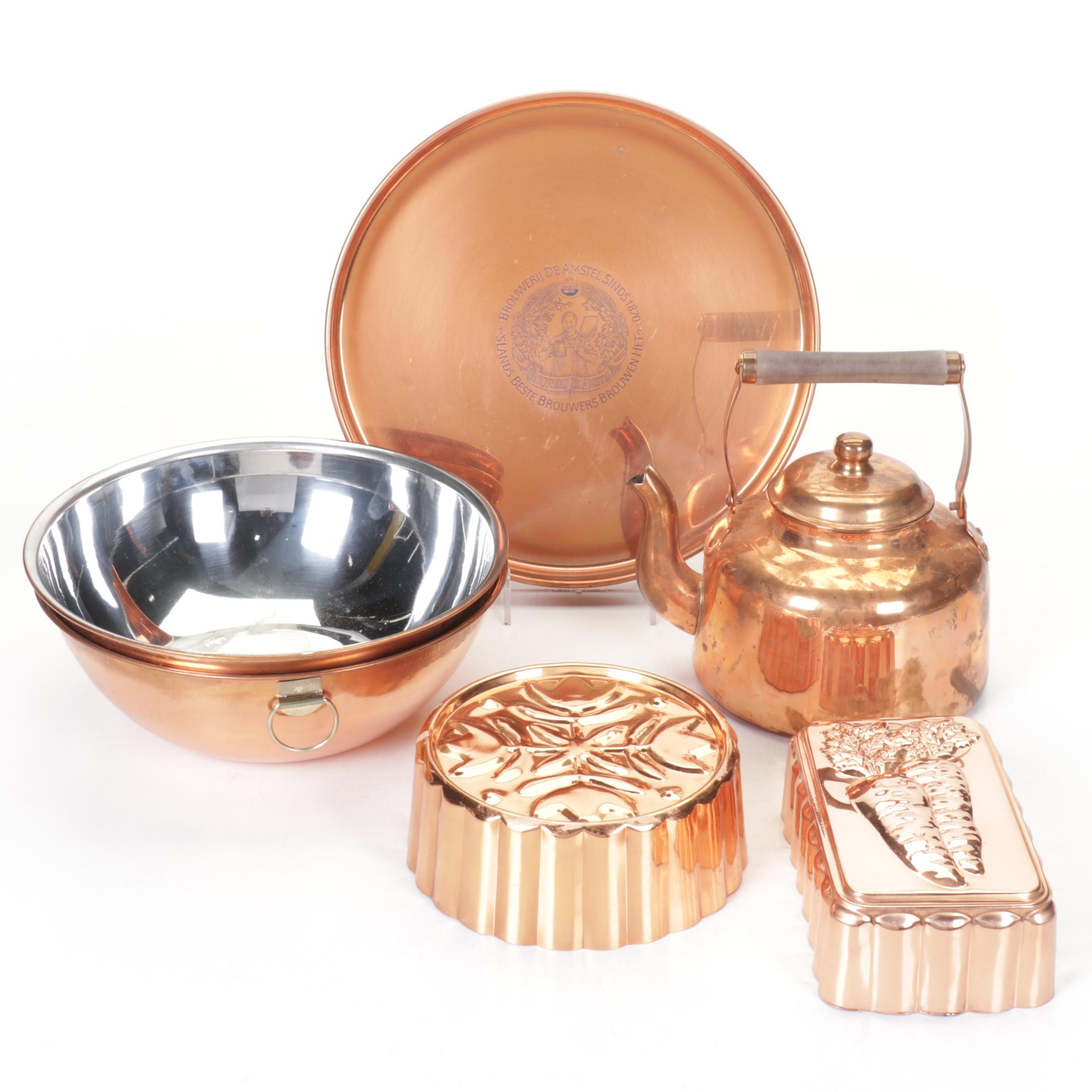 Copper Amstel Beer Serving Tray and Other Copper Items