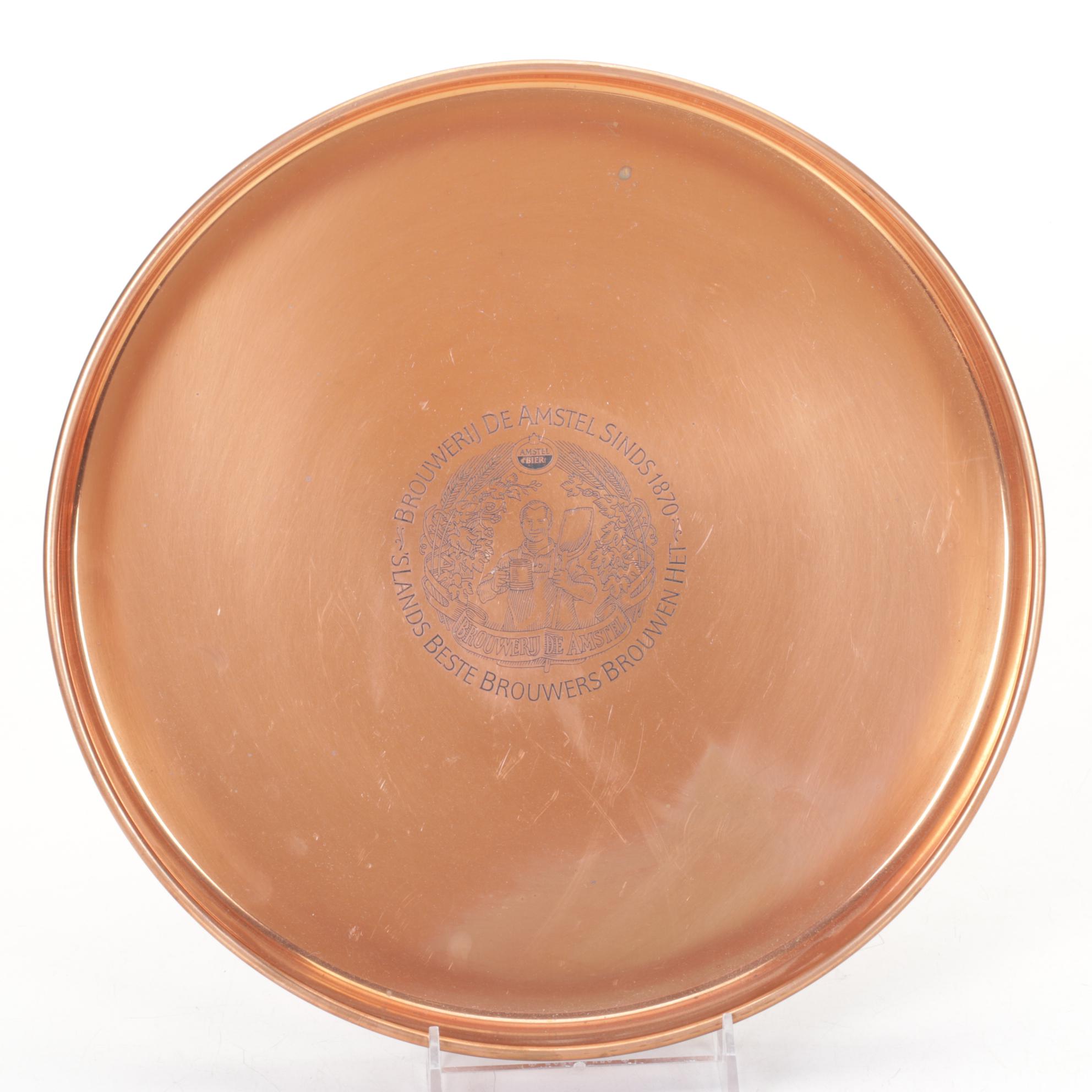 Copper Amstel Beer Serving Tray and Other Copper Items