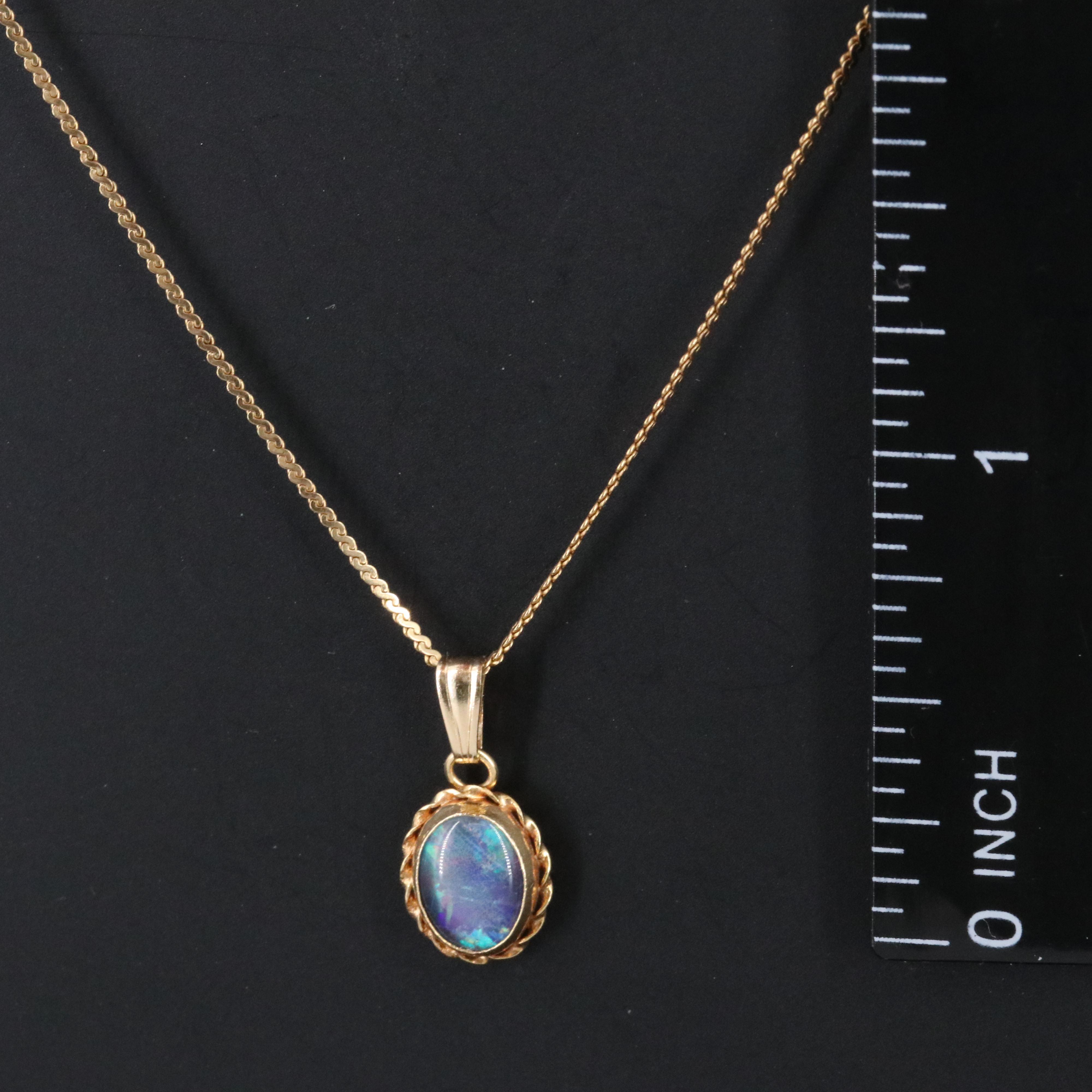 14K Ammolite Doublet Pendant Necklace