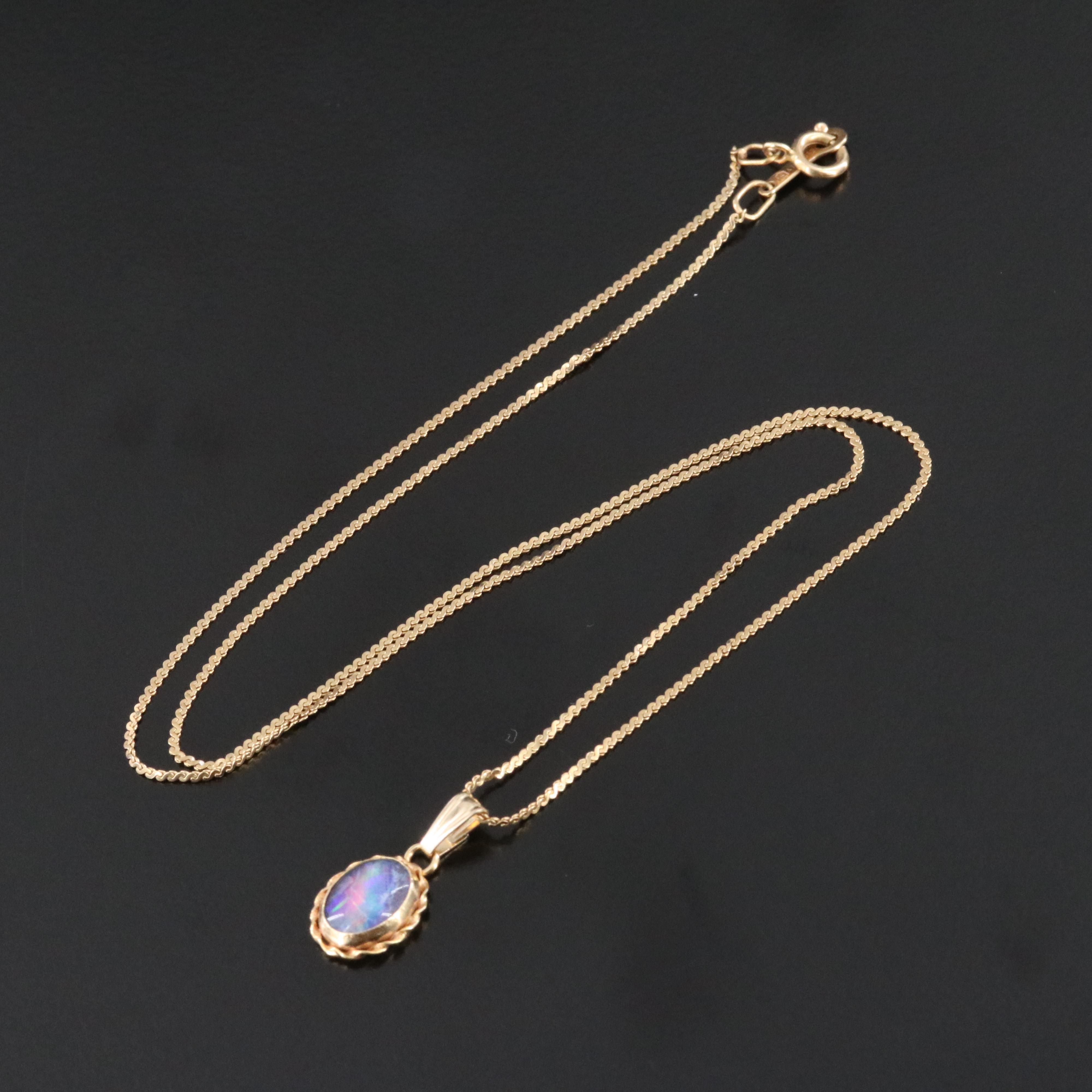 14K Ammolite Doublet Pendant Necklace