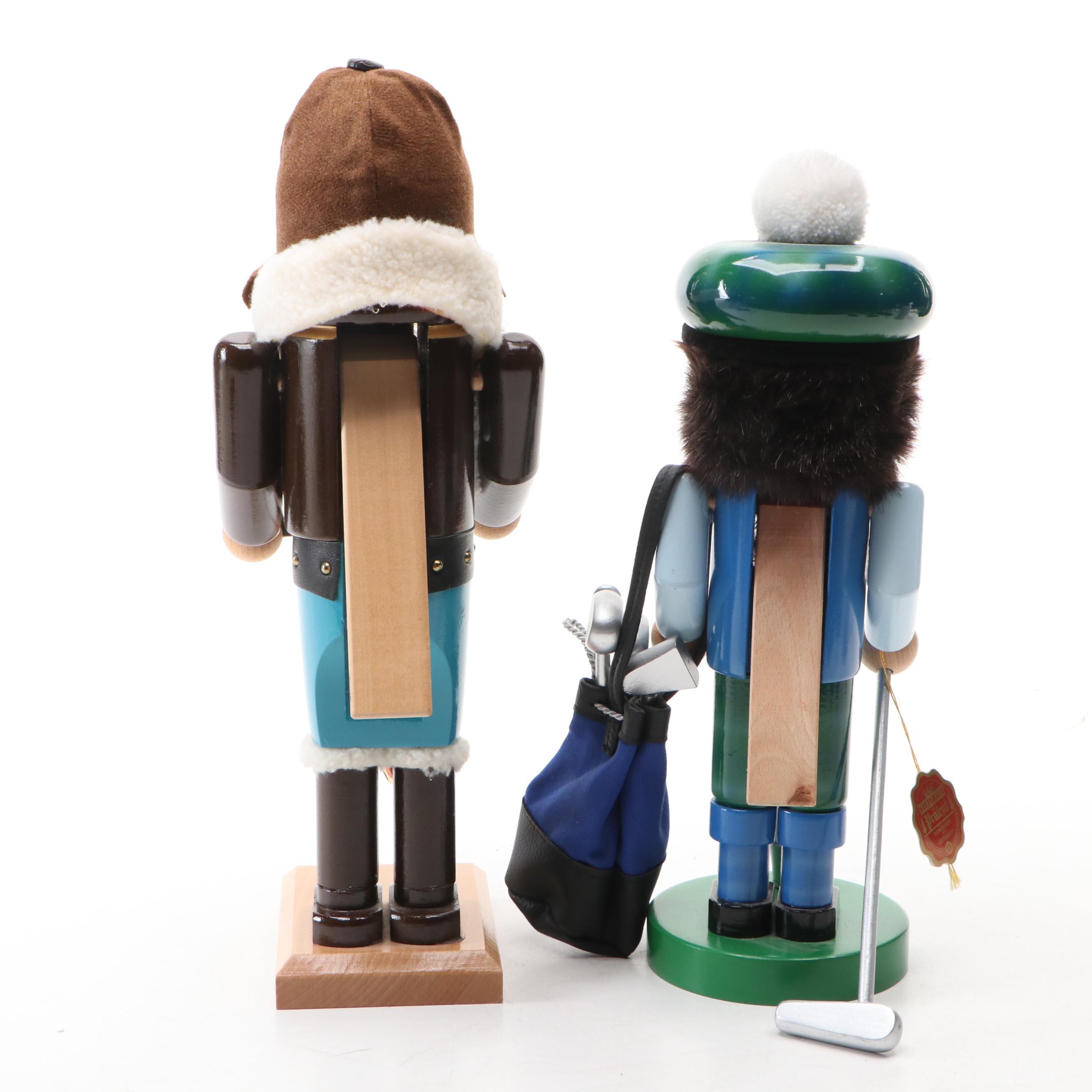 Steinbach German Wooden Pilot and Golfer Nutcrackers