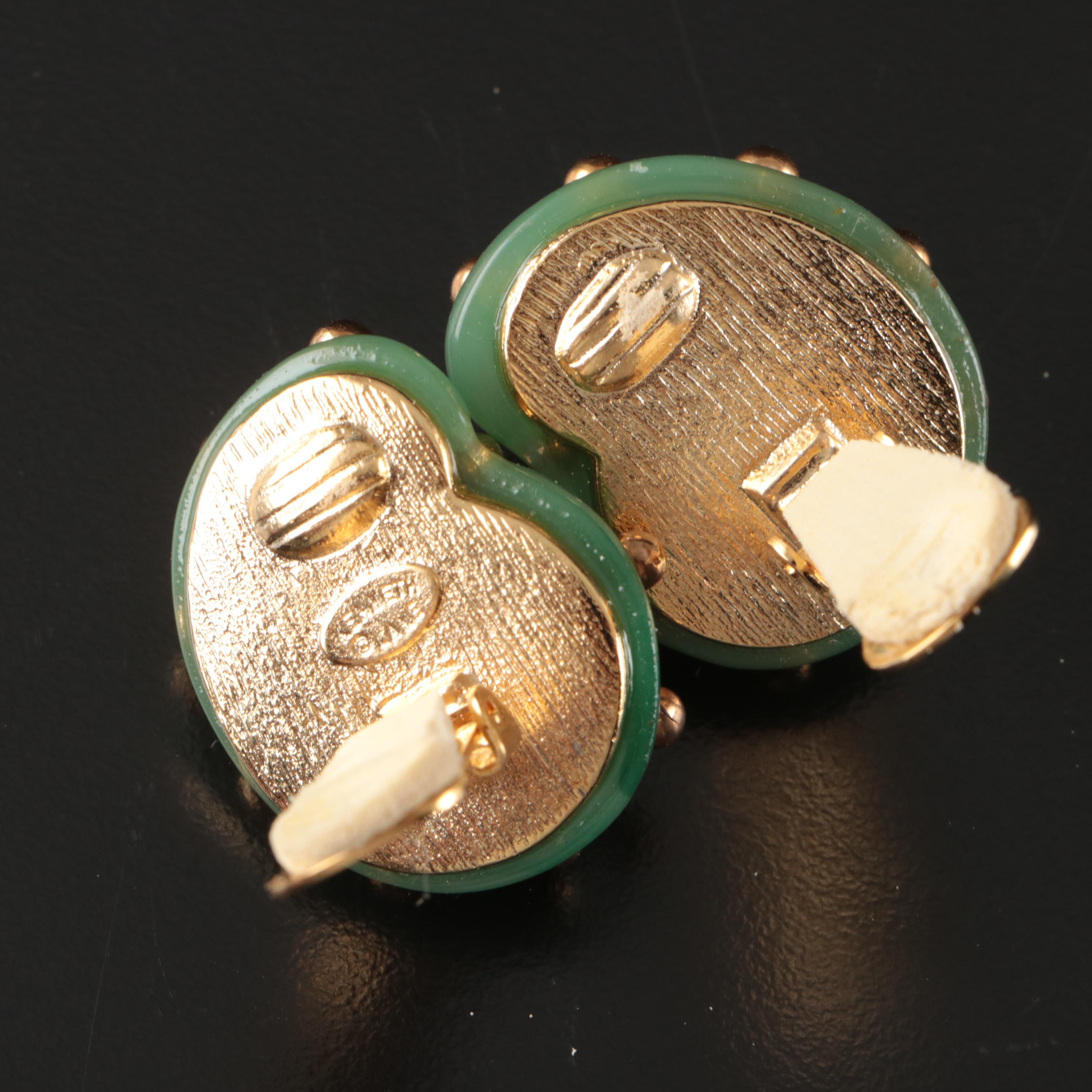 Kenneth J. Lane Faux Pearl Accent Shell Clip Earrings