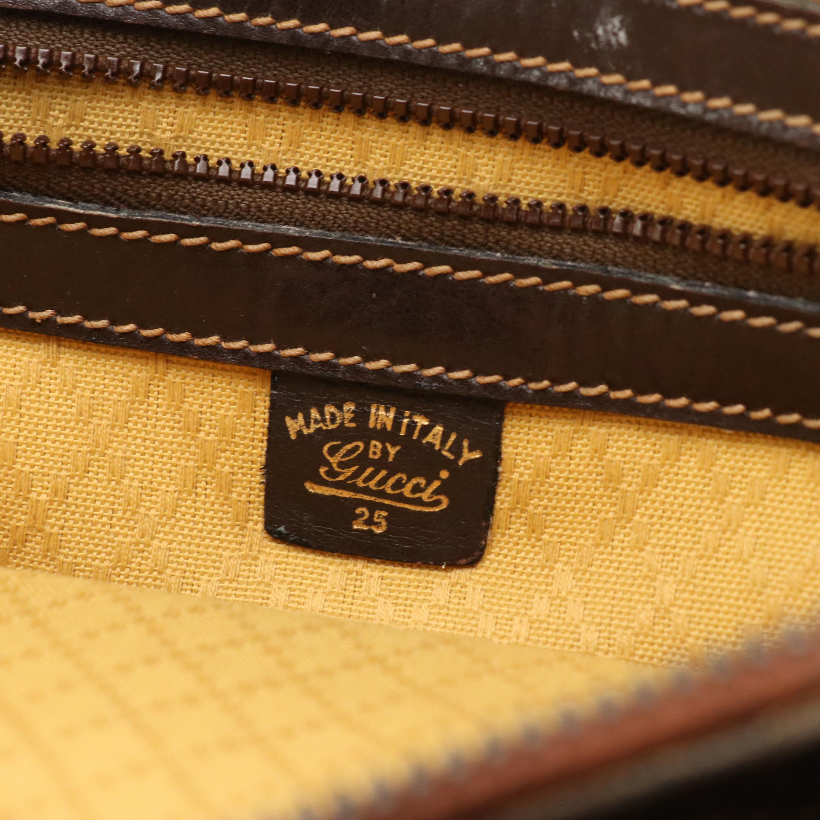 Gucci Brown Suede and Leather Zip Top Handle Tote, 1970s