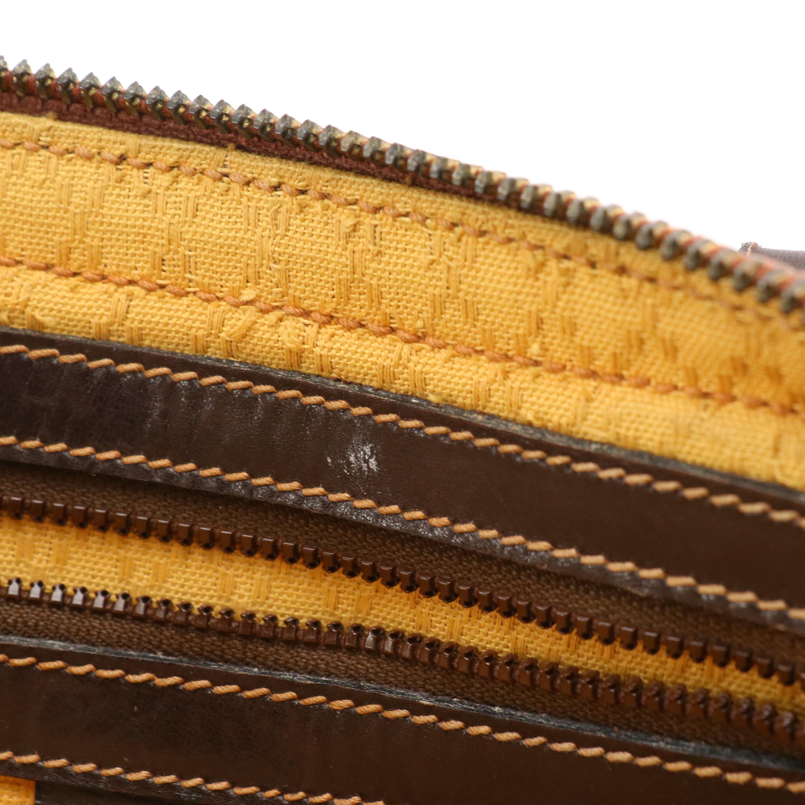 Gucci Brown Suede and Leather Zip Top Handle Tote, 1970s