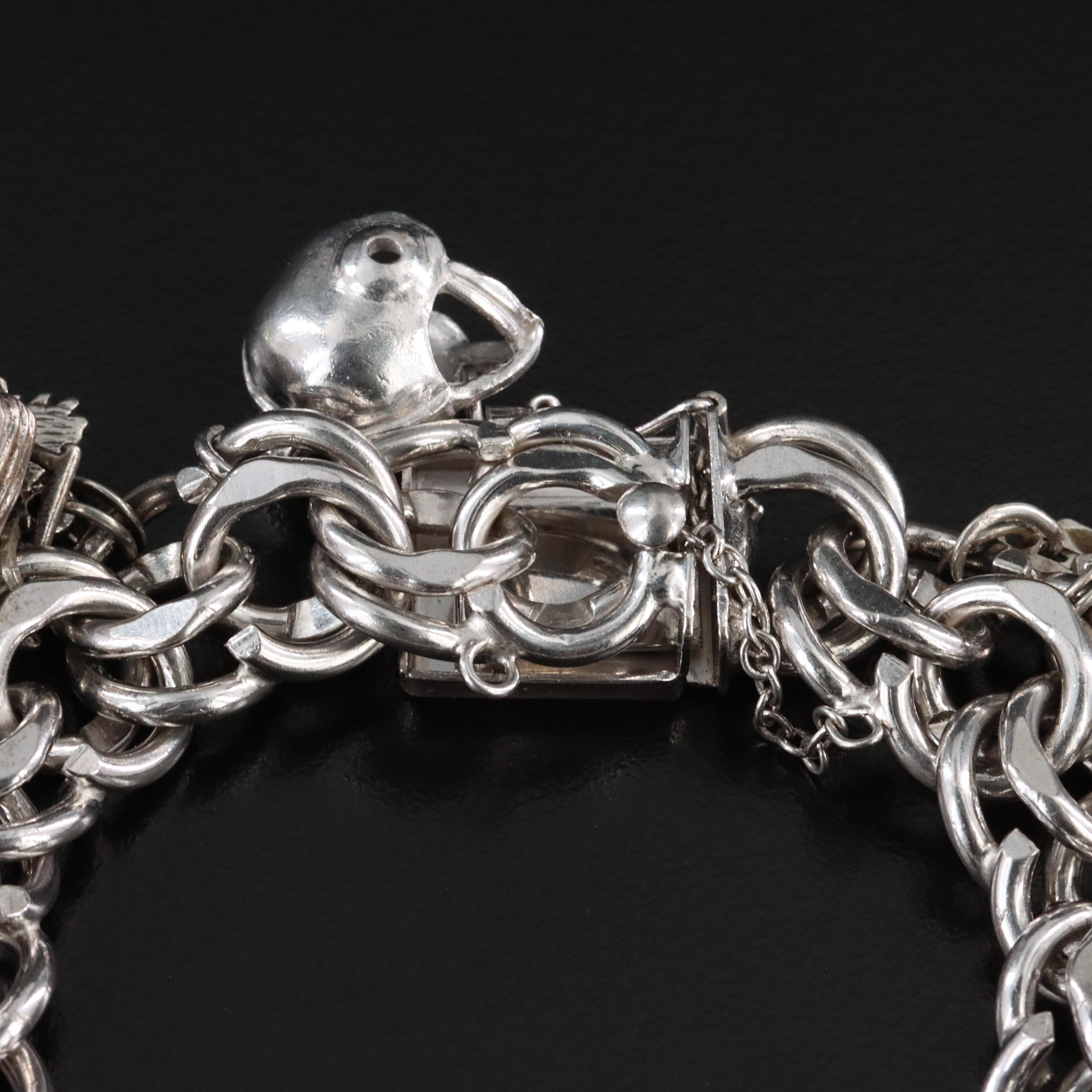 Sterling Travel and Souvenir Double Link Charm Bracelet