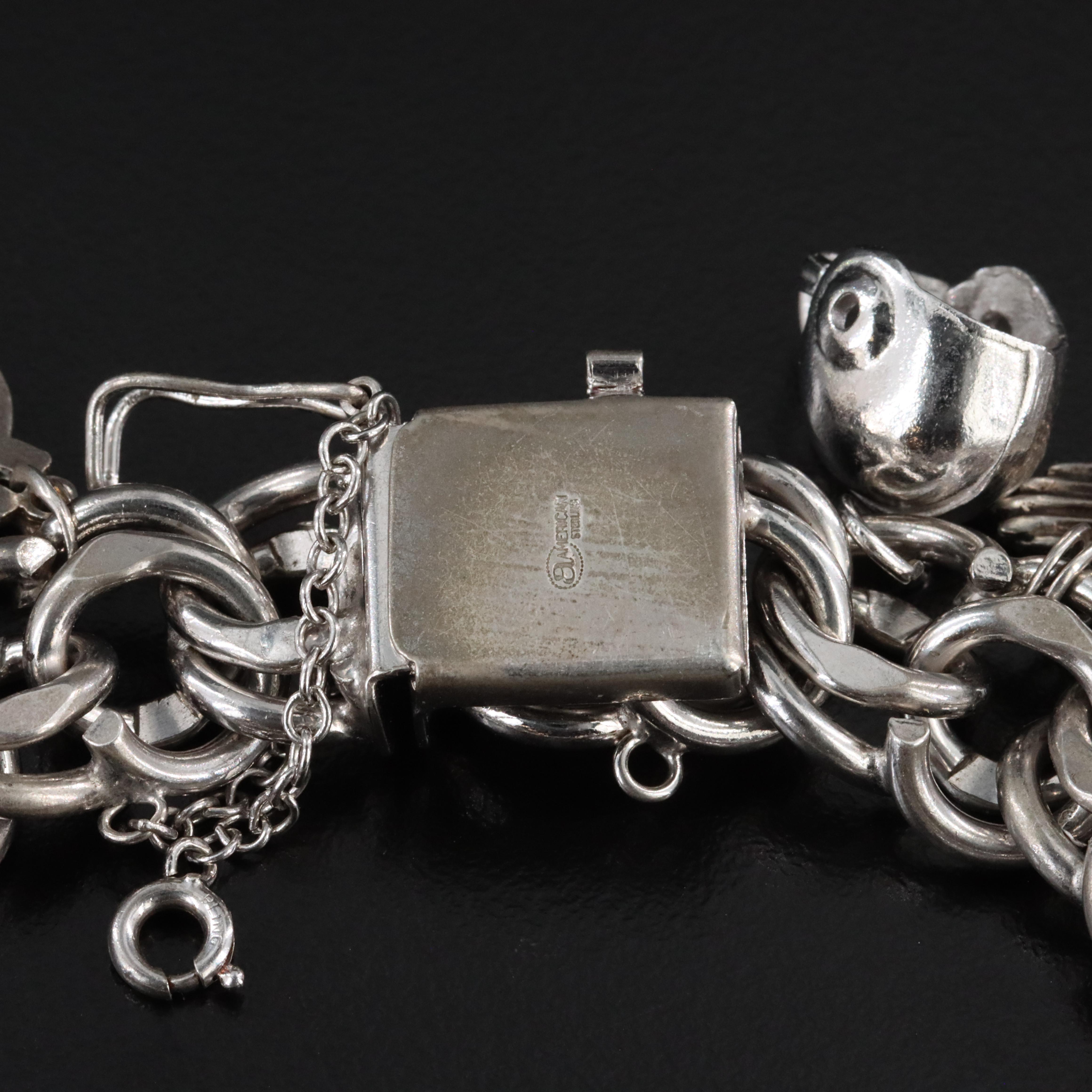 Sterling Travel and Souvenir Double Link Charm Bracelet