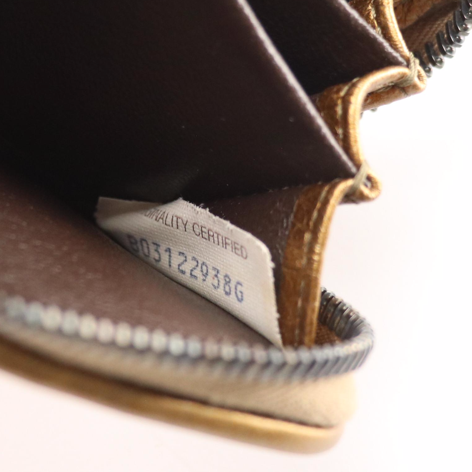 Bottega Veneta Mini Zip-Around Card Case in Bronze Intrecciato Leather, With Box