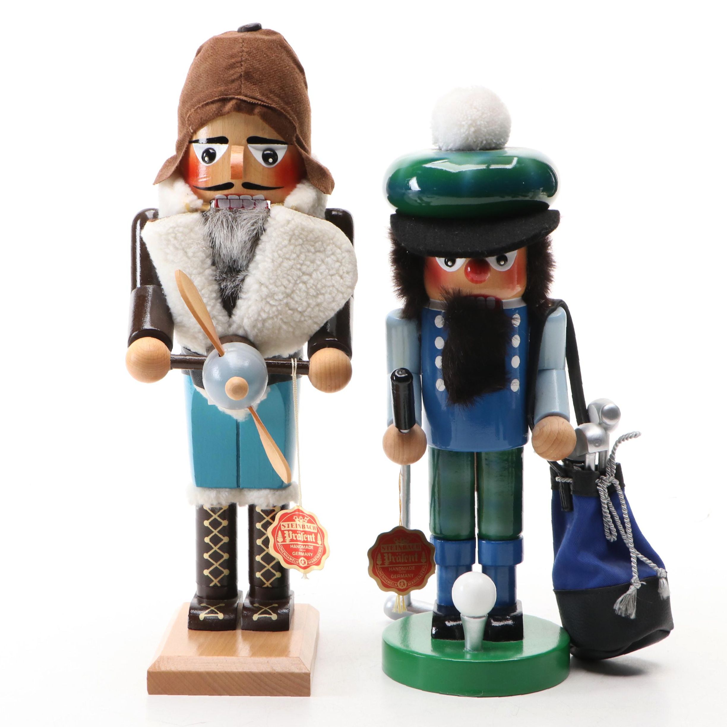 Steinbach German Wooden Pilot and Golfer Nutcrackers