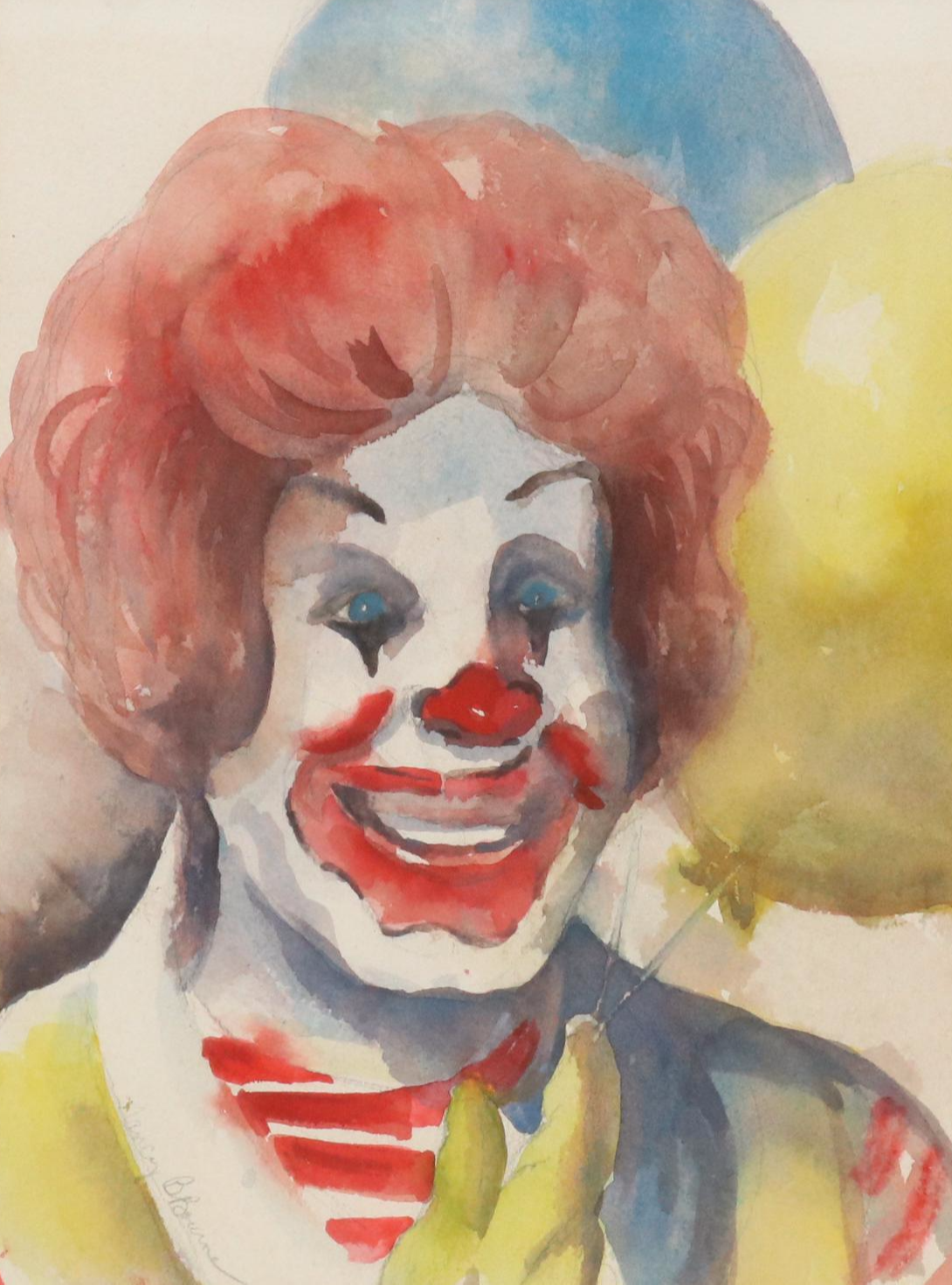 Nancy B. Bourne Watercolor of Ronald McDonald