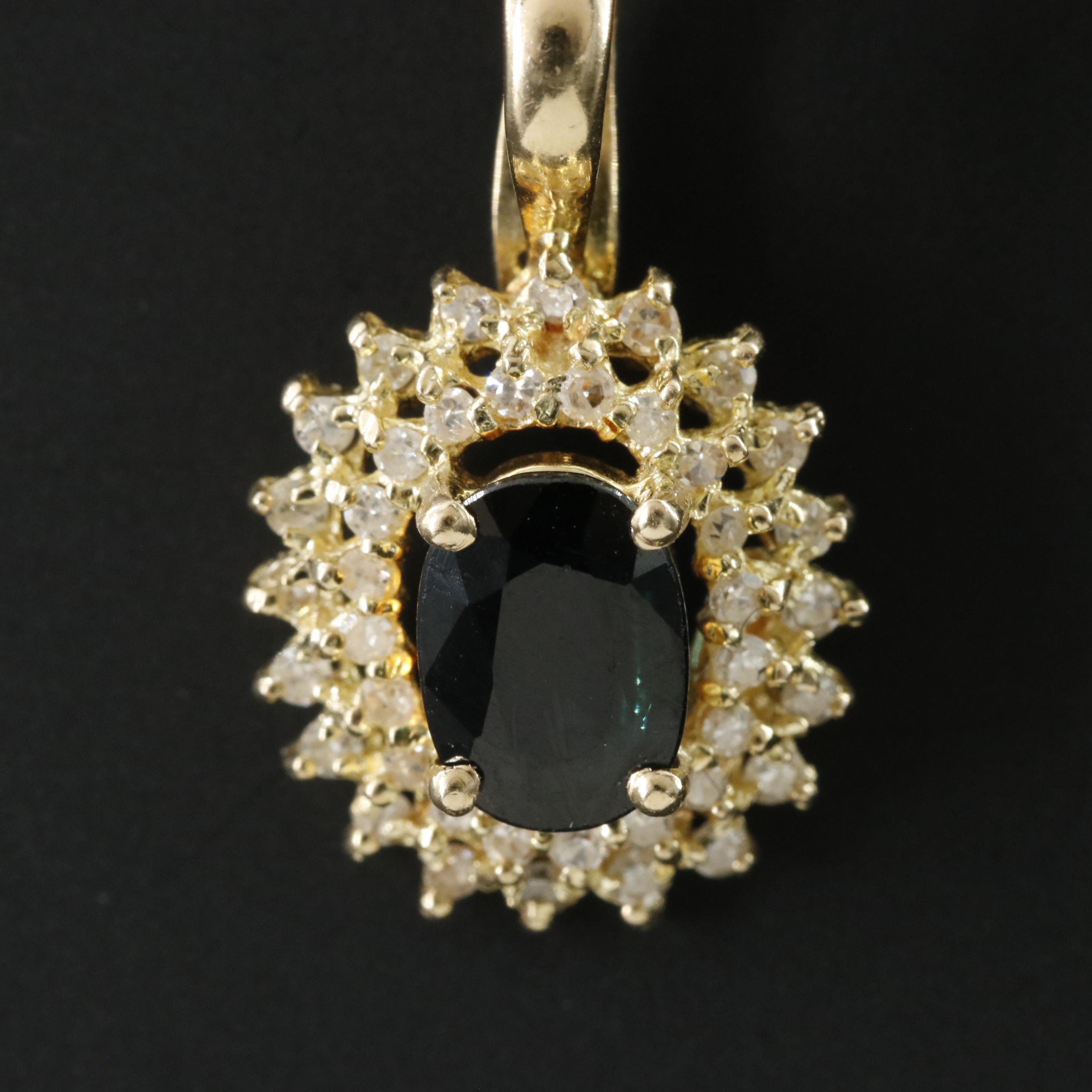 14K Sapphire and Diamond Pendant
