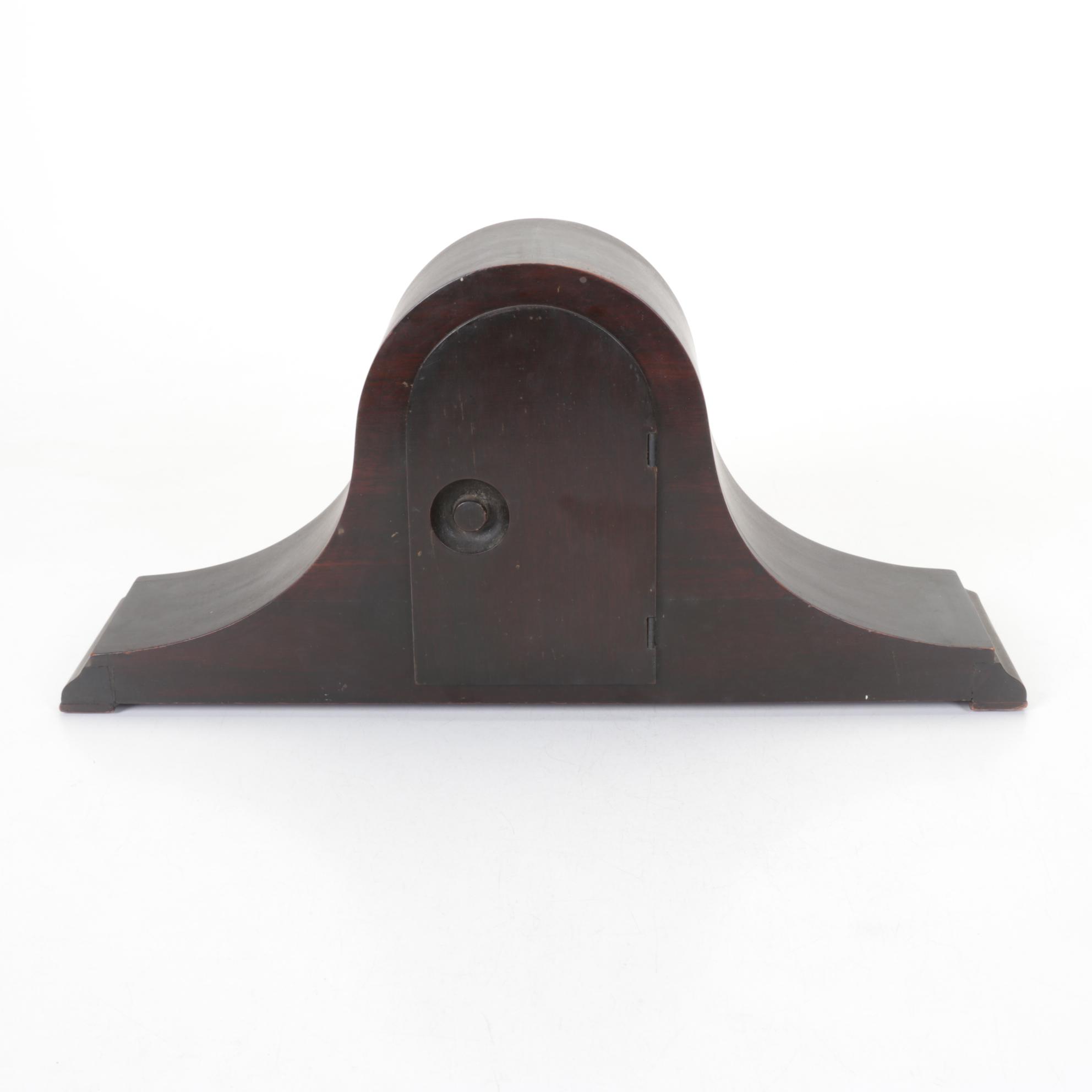 New Haven Clock Co. Mahogany Tambour Mantel Clock, Early 20th Century