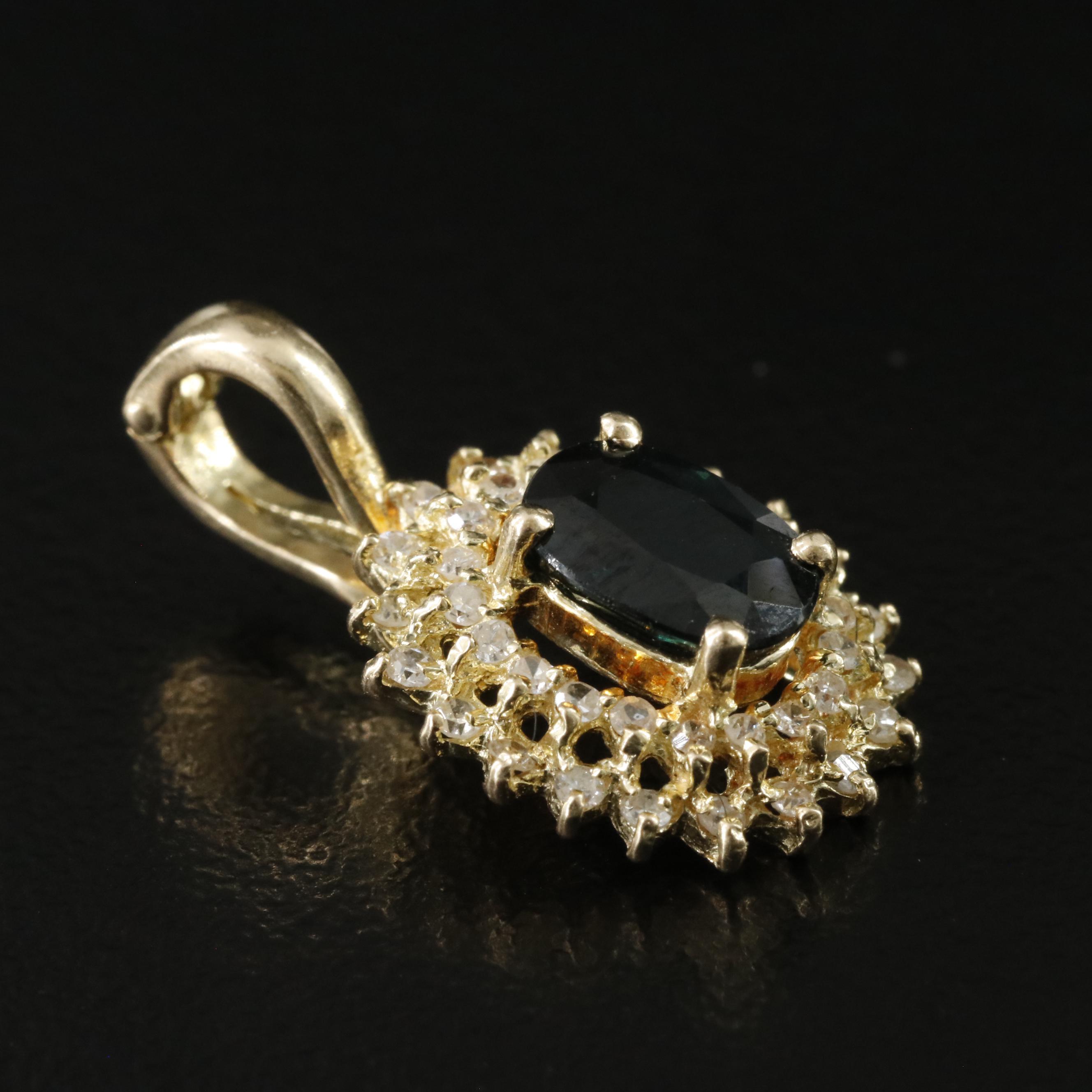 14K Sapphire and Diamond Pendant