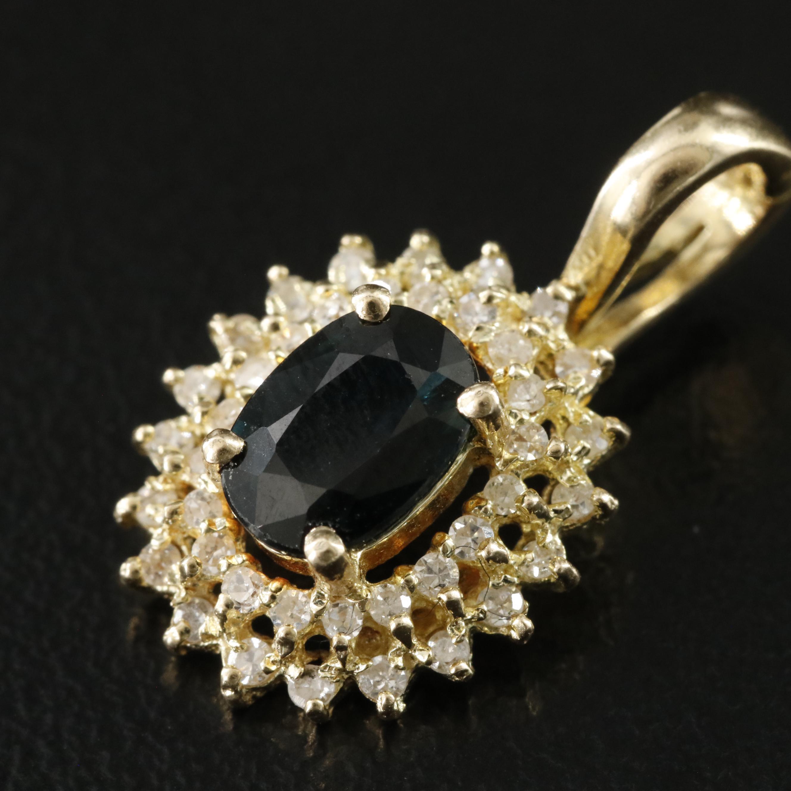 14K Sapphire and Diamond Pendant