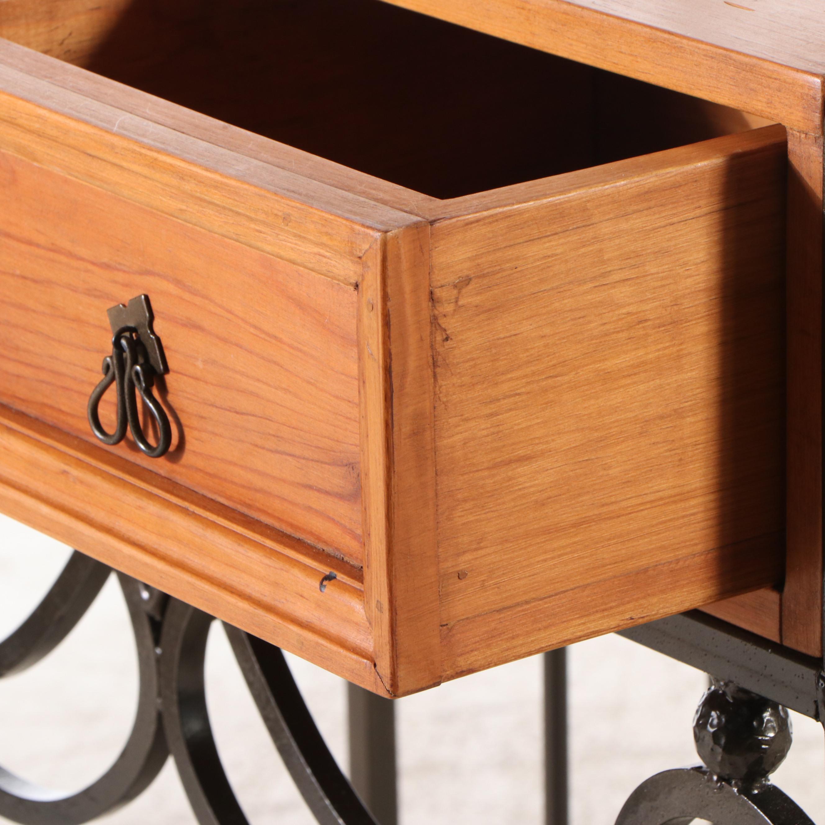 Wrought Iron Baker's Rack with Wood  Shelves