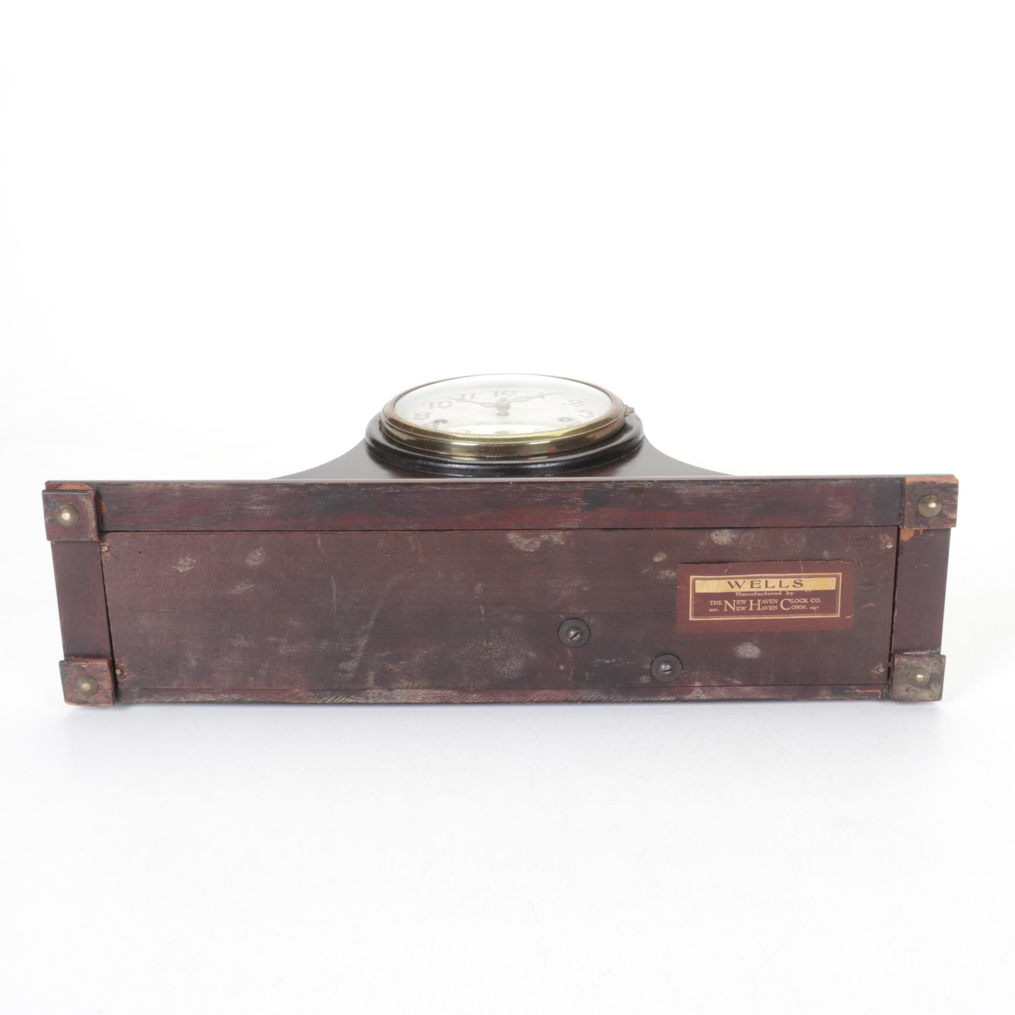 New Haven Clock Co. Mahogany Tambour Mantel Clock, Early 20th Century