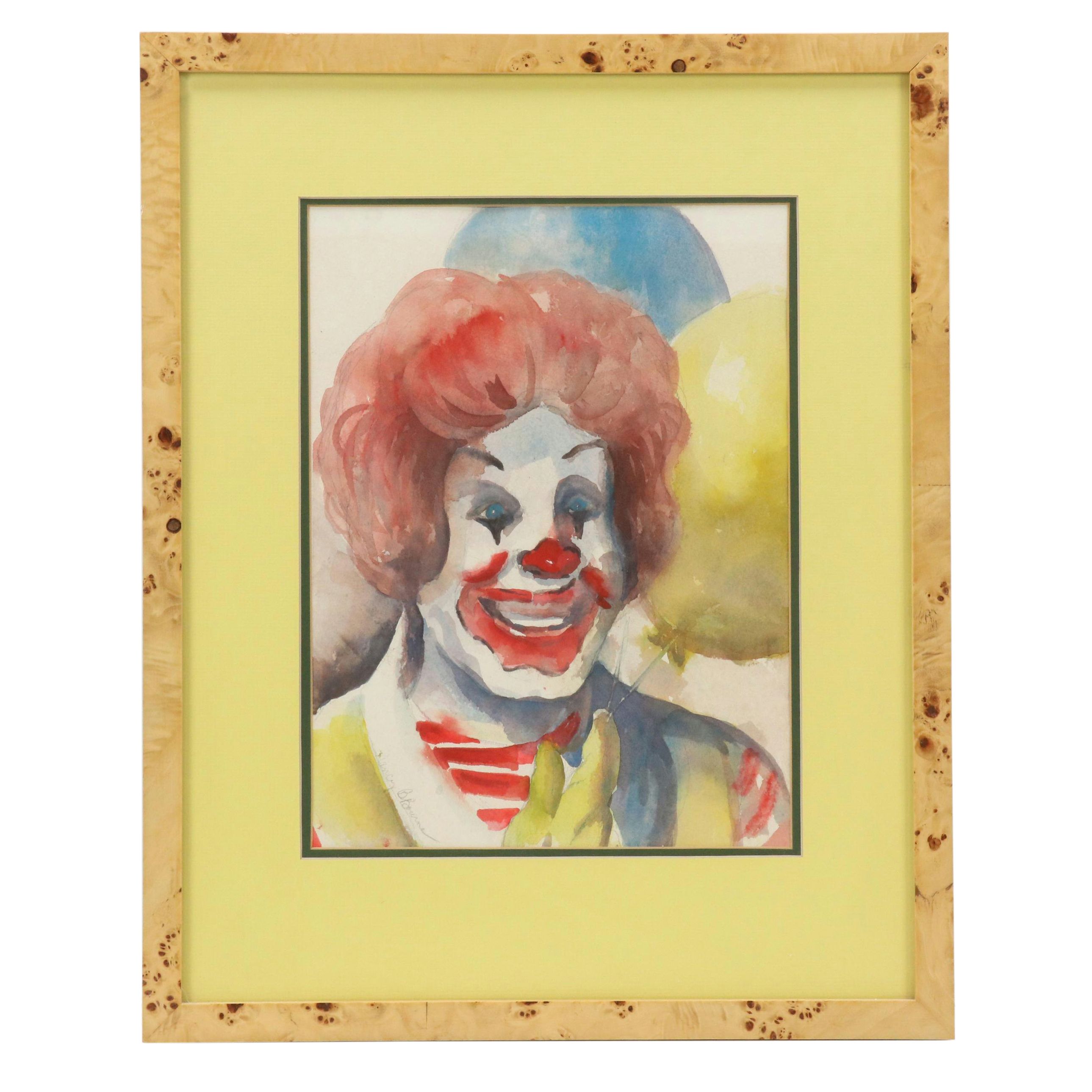 Nancy B. Bourne Watercolor of Ronald McDonald