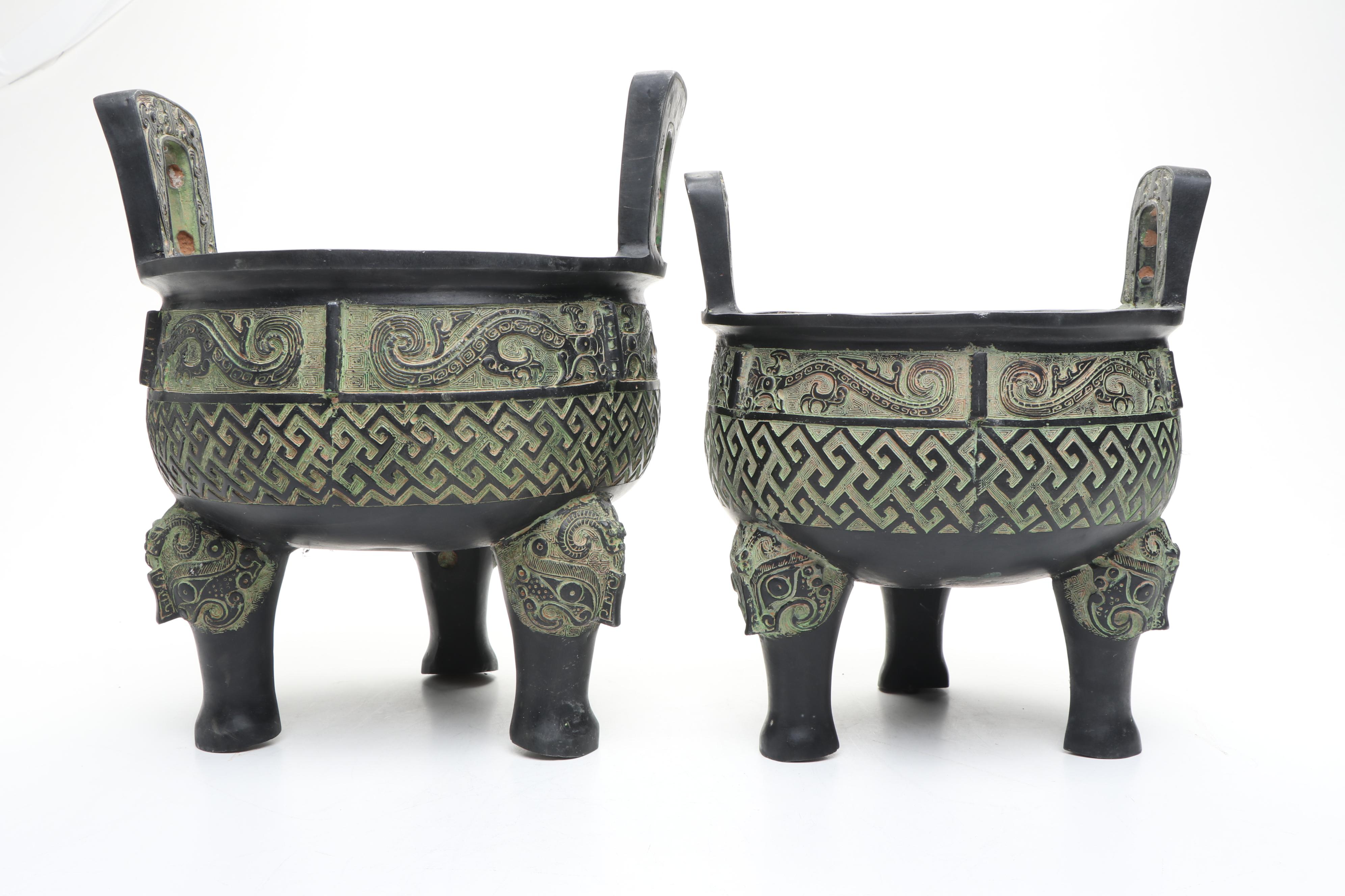 Chinese Terracotta Planters in the Manner of Early Tripod Censers