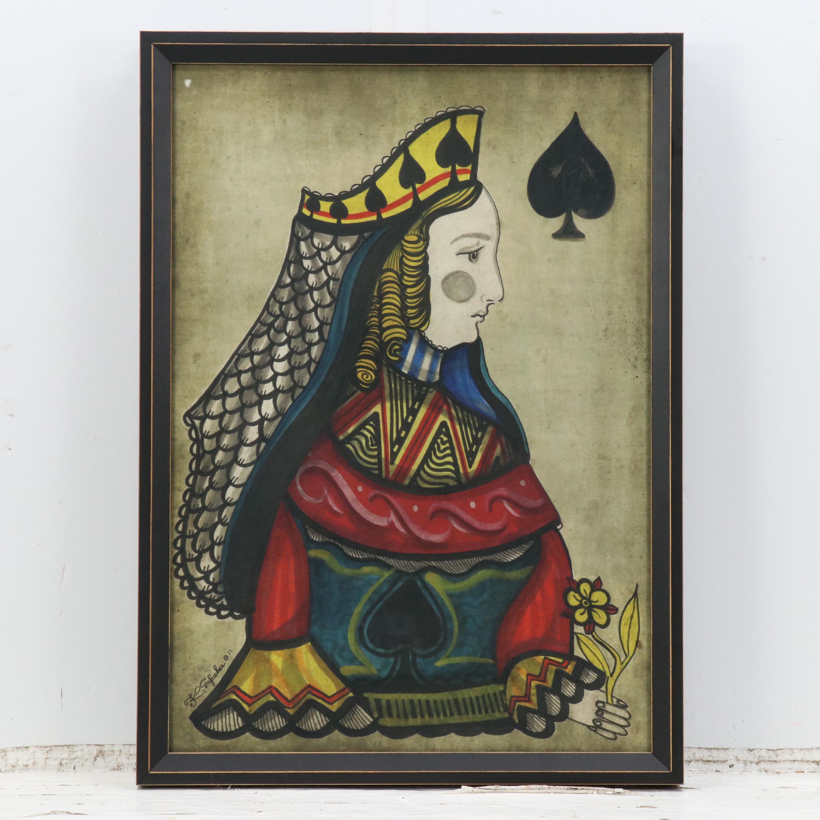 Playing Card Giclées of the King and Queen of Spades