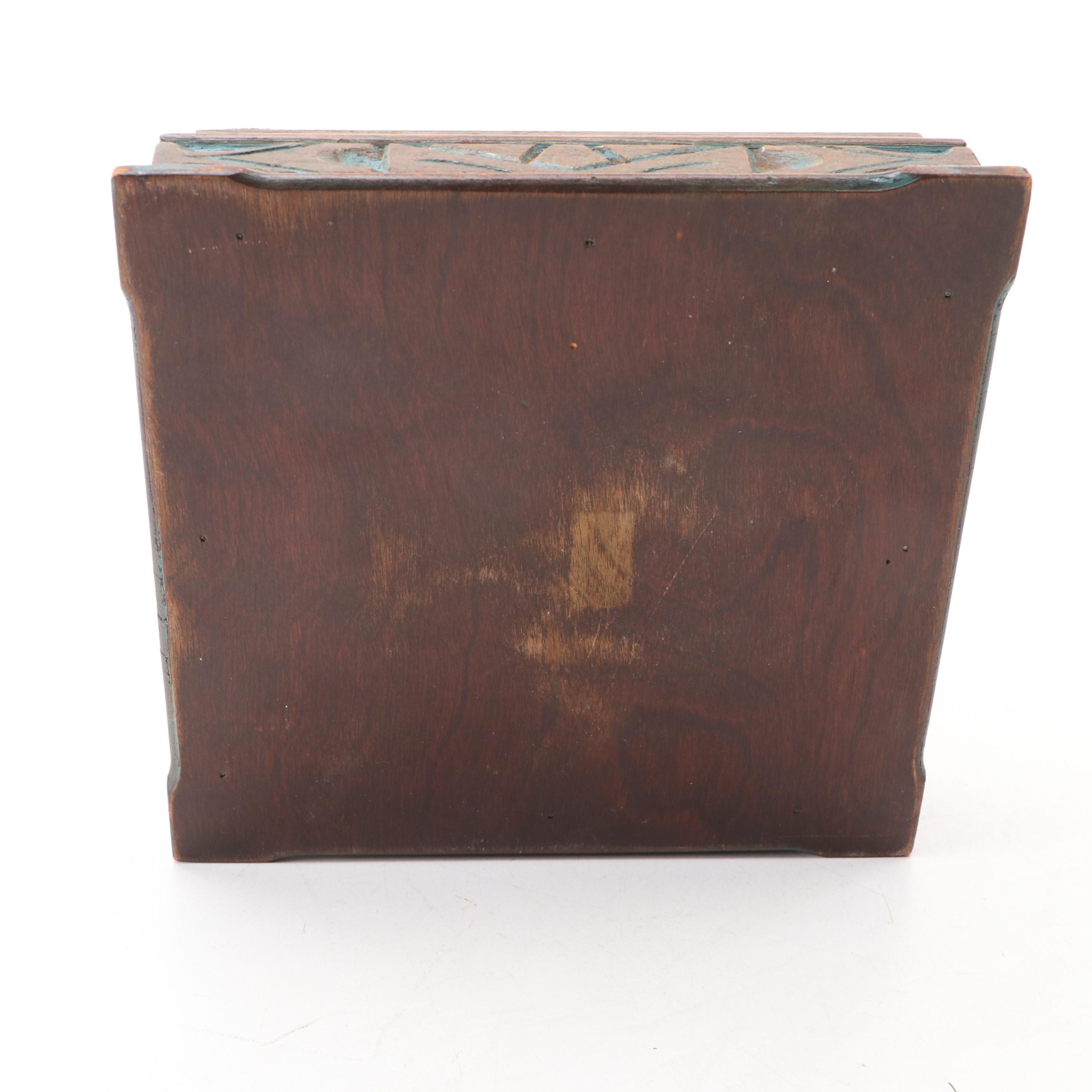Arts and Crafts Style Hammered Copper Floral Box with Paperweight