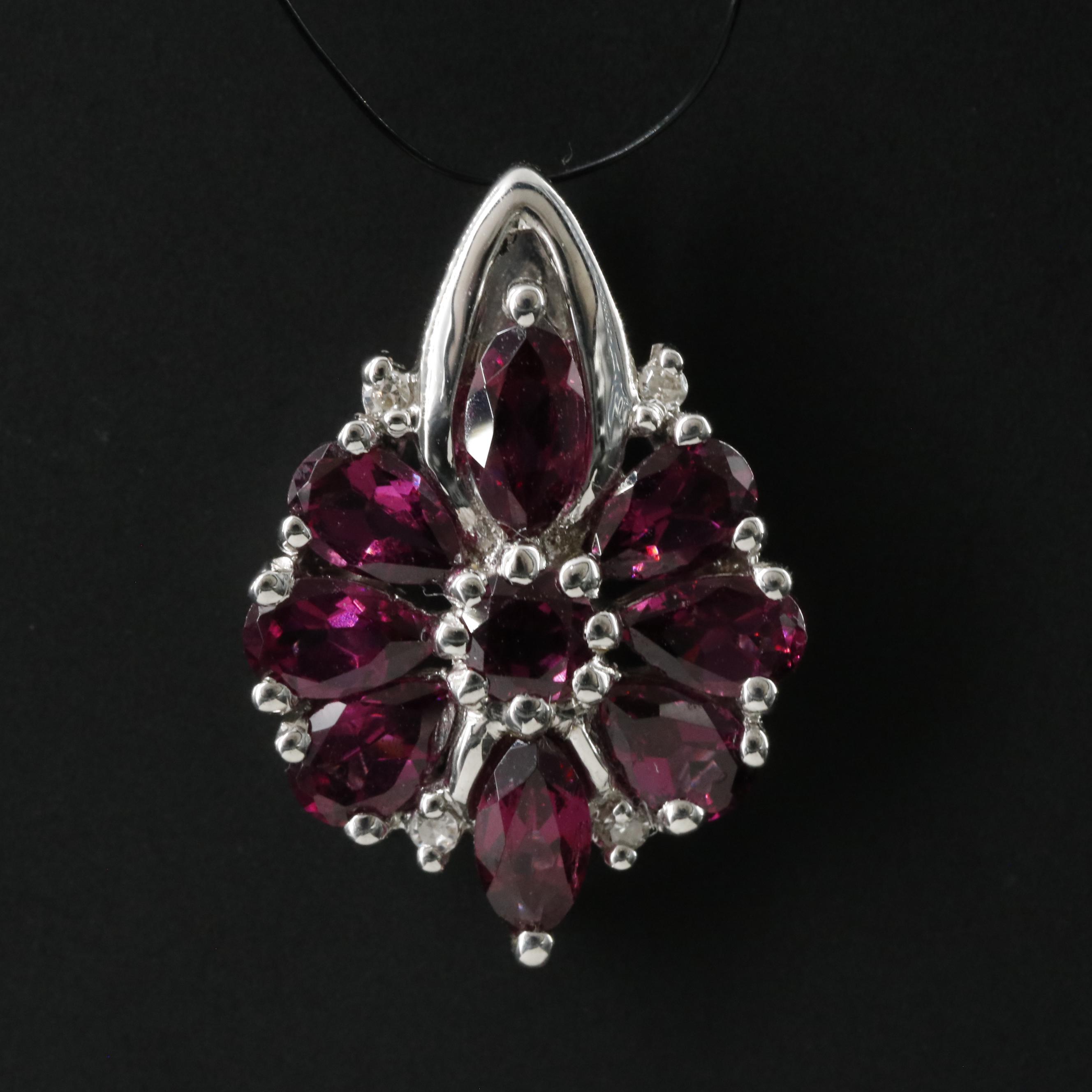 10K Garnet Cluster Pendant