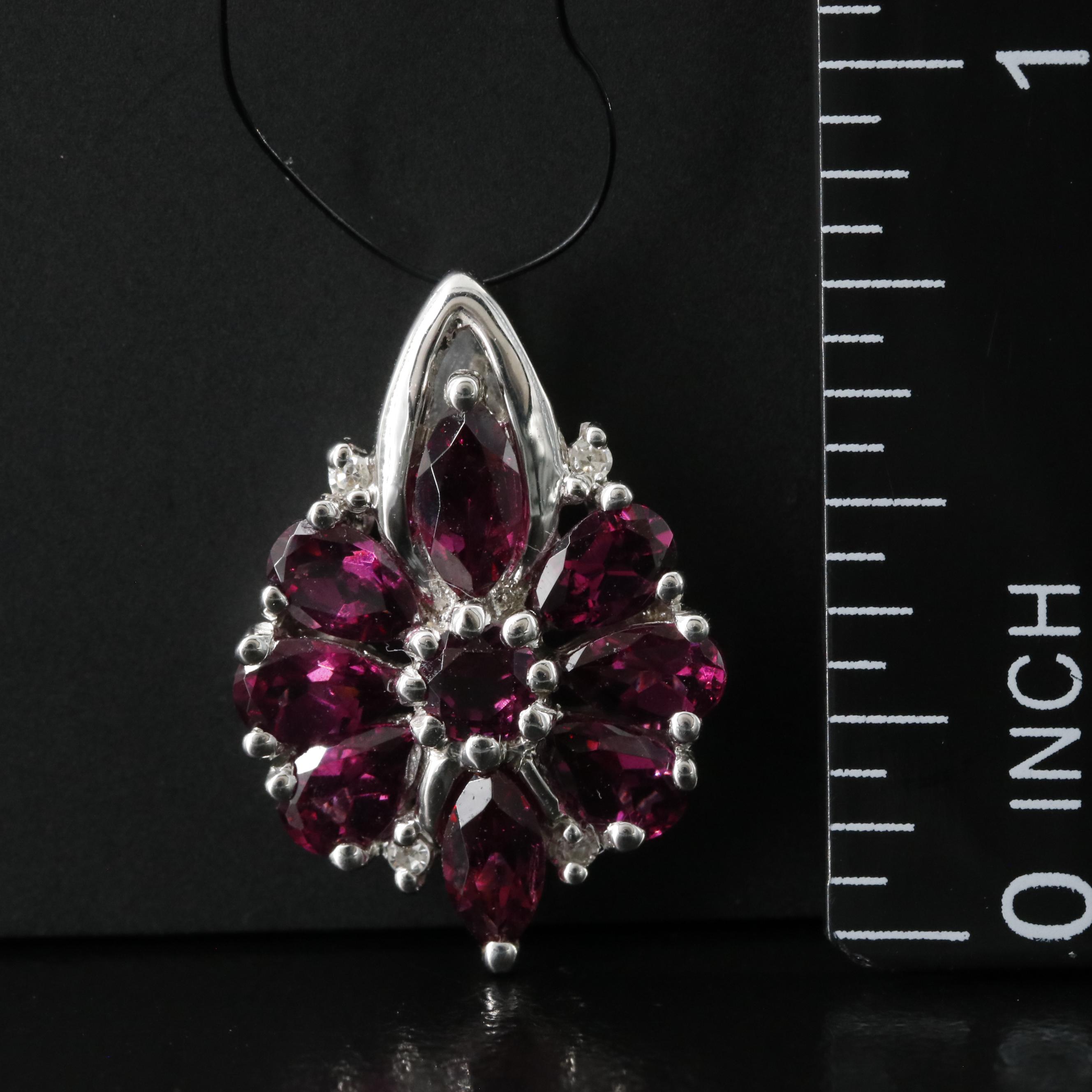 10K Garnet Cluster Pendant