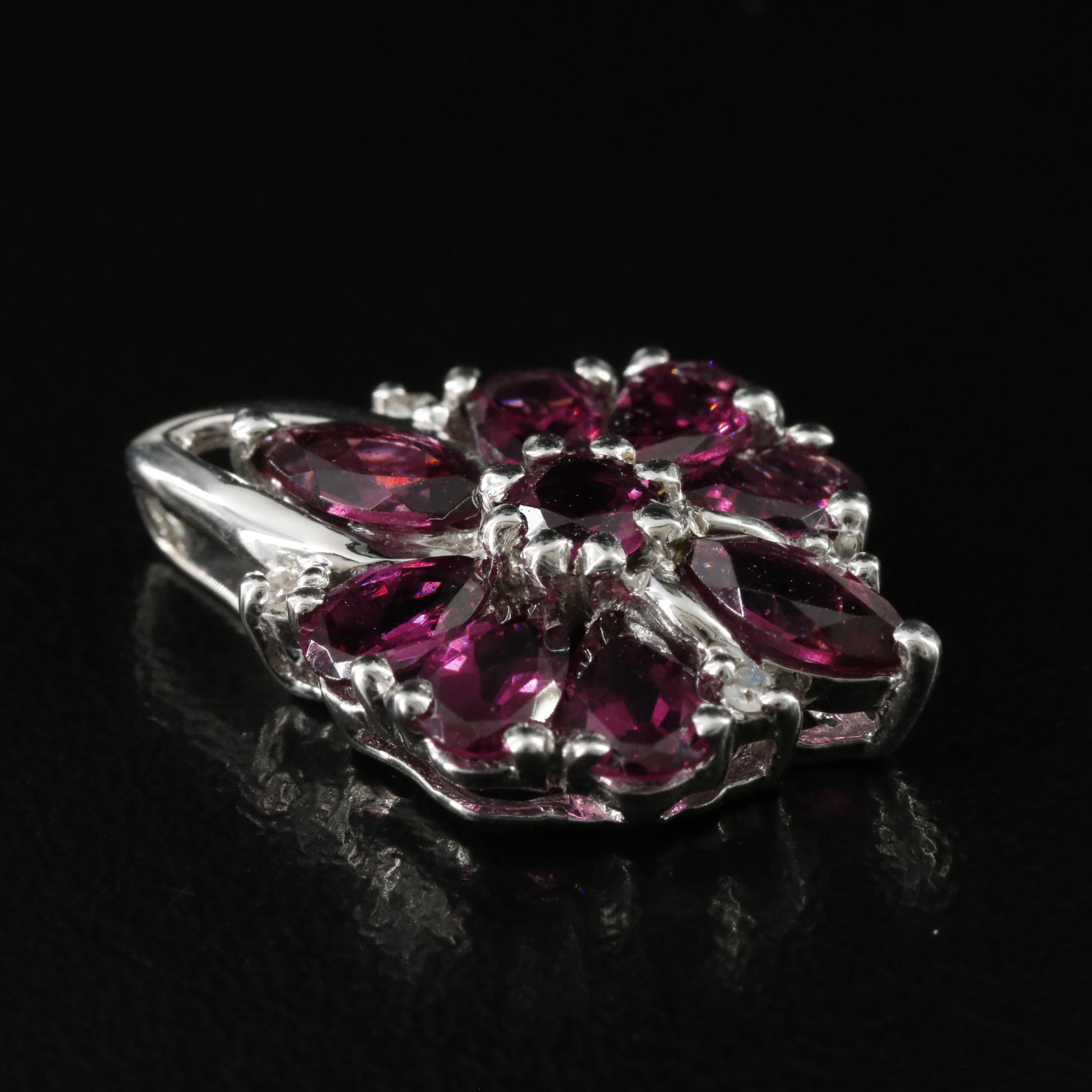 10K Garnet Cluster Pendant