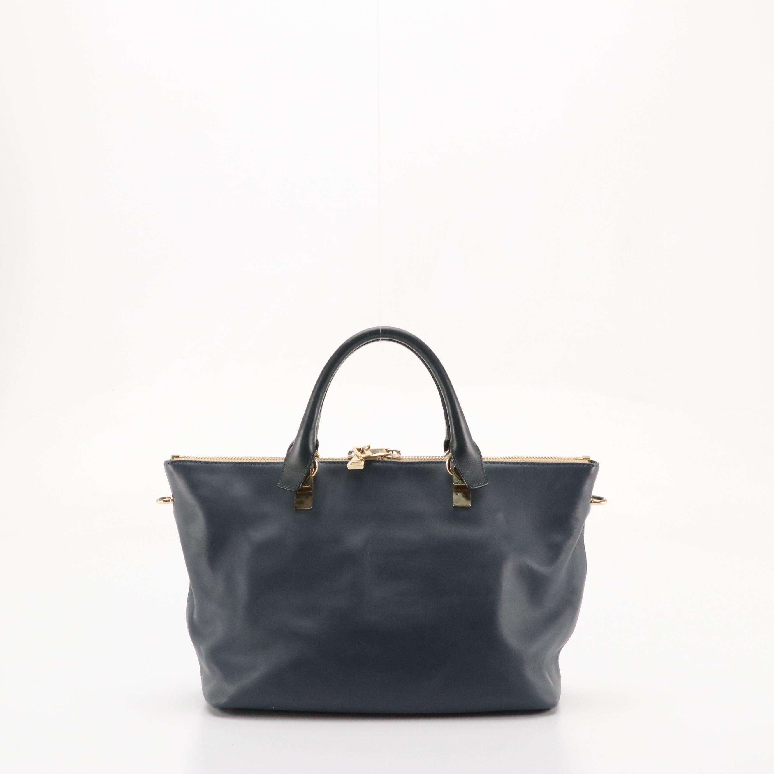 Chloé Bicolor Blue Calfskin Leather Baylee Two-Way Tote