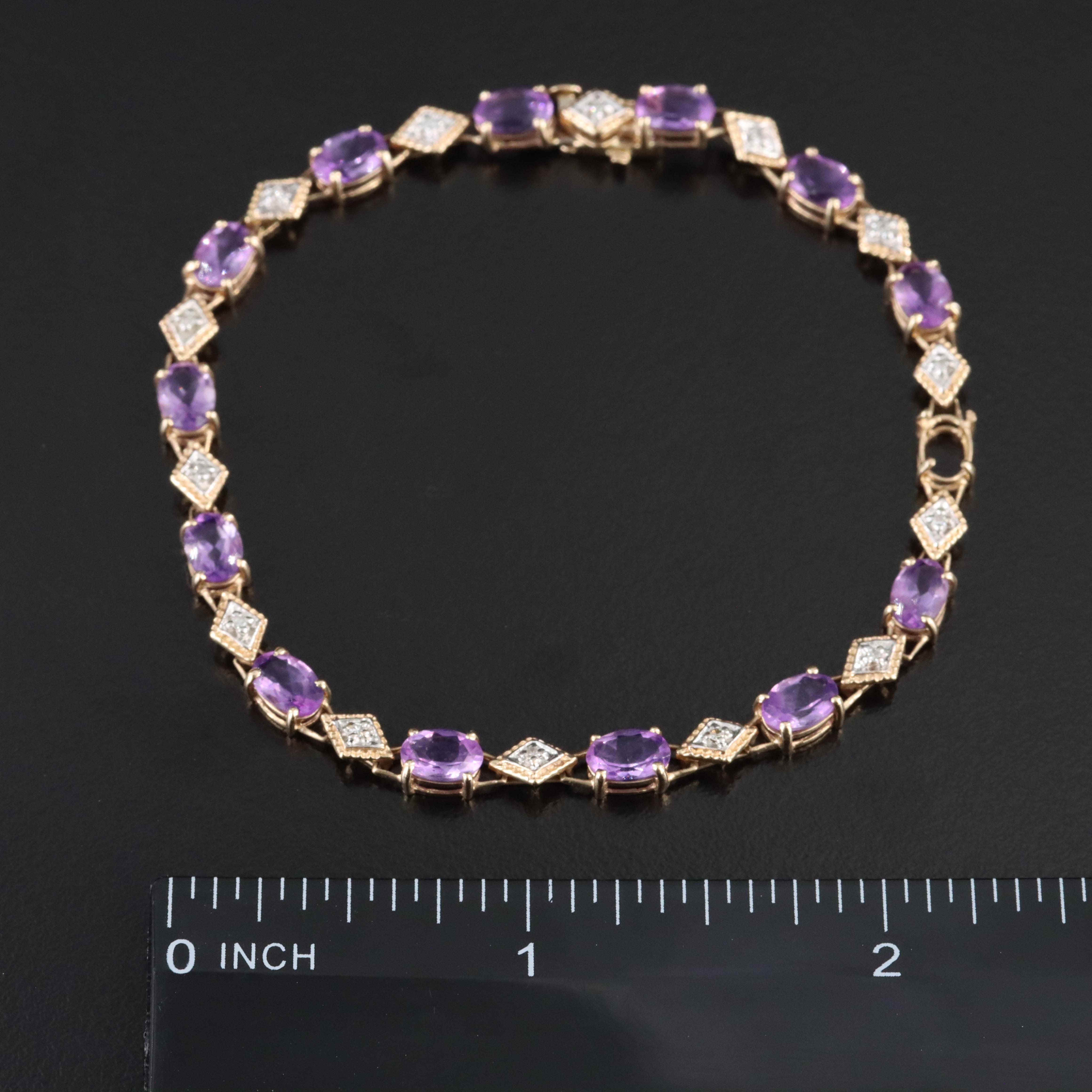 10K Amethyst and Diamond Bracelet