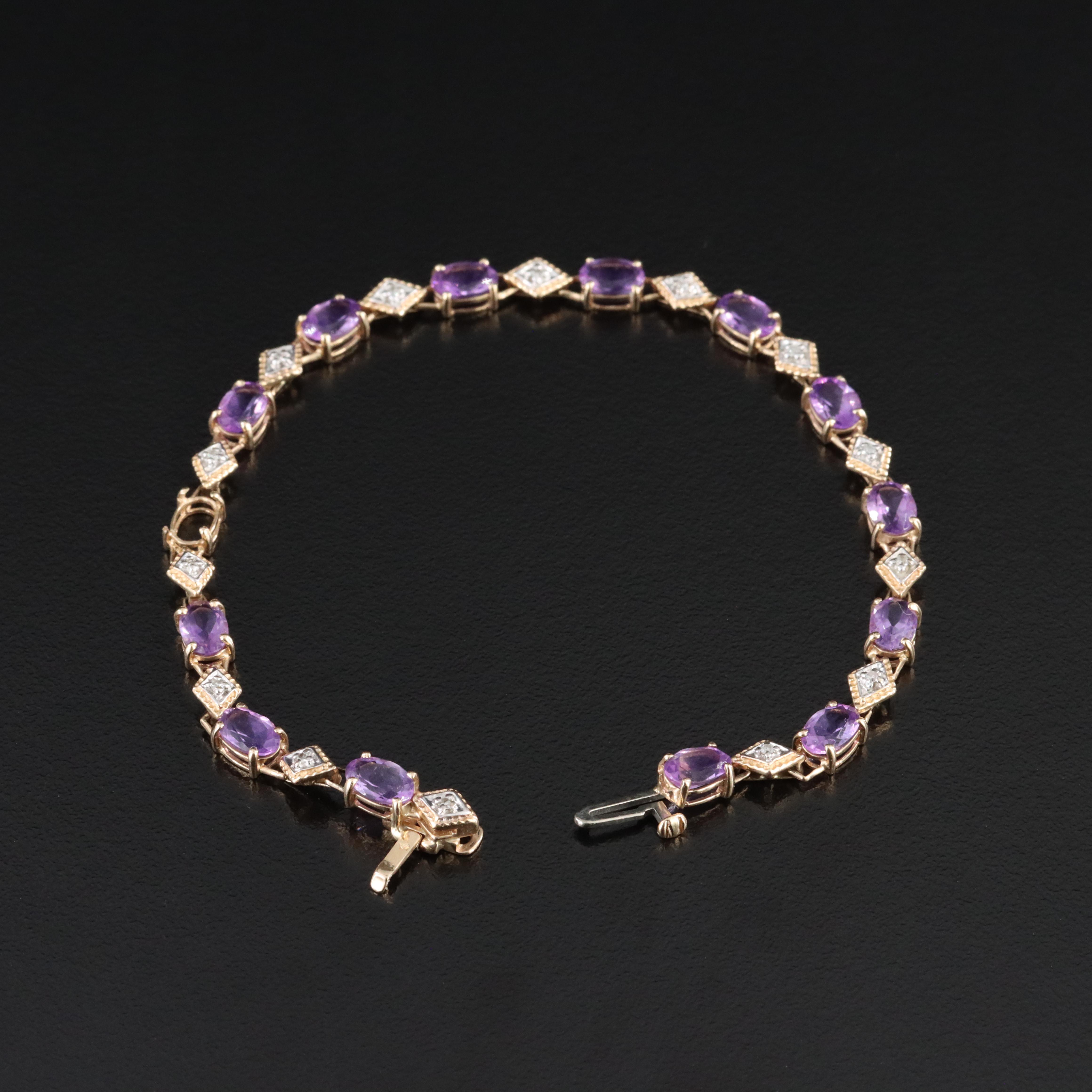 10K Amethyst and Diamond Bracelet