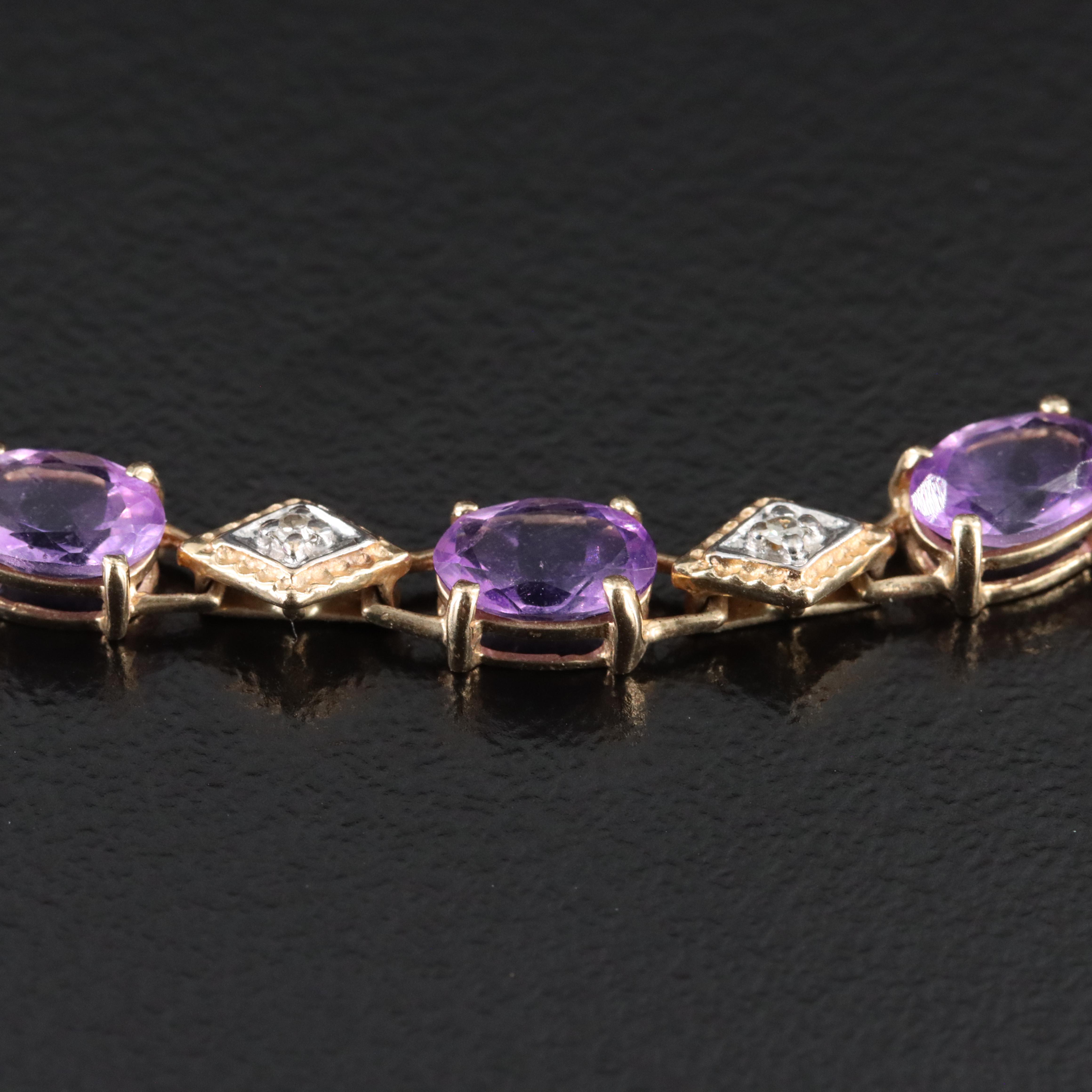 10K Amethyst and Diamond Bracelet