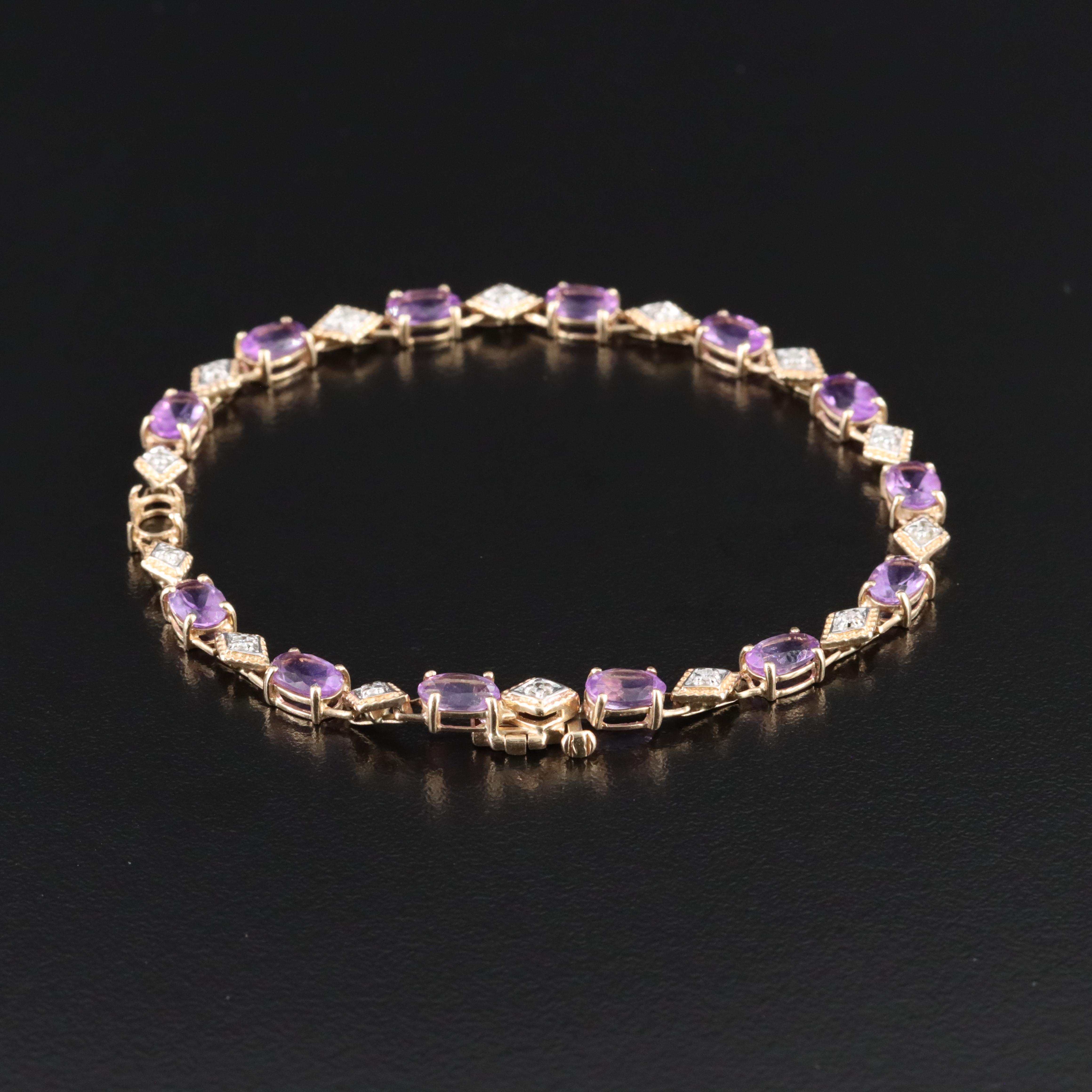 10K Amethyst and Diamond Bracelet