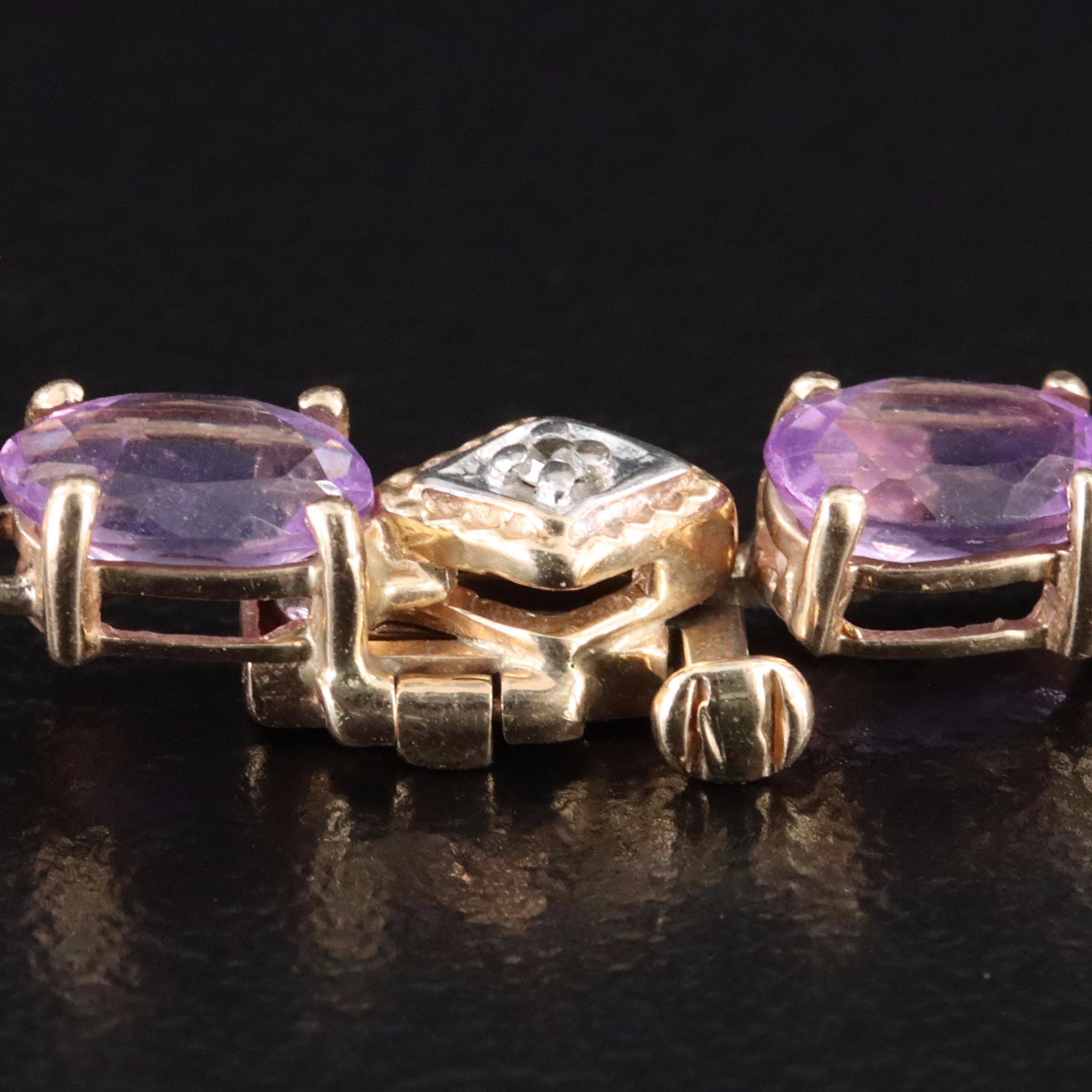 10K Amethyst and Diamond Bracelet