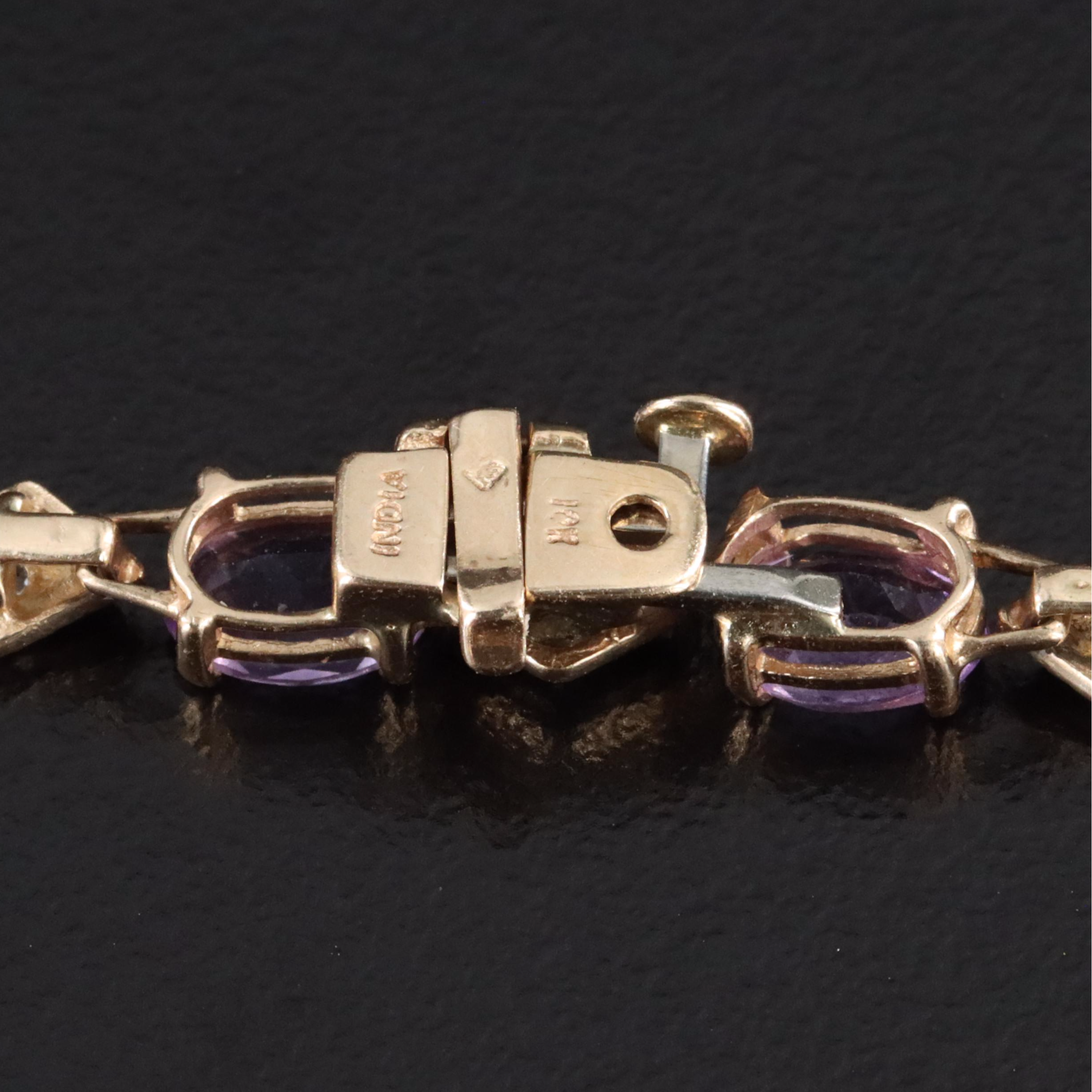 10K Amethyst and Diamond Bracelet