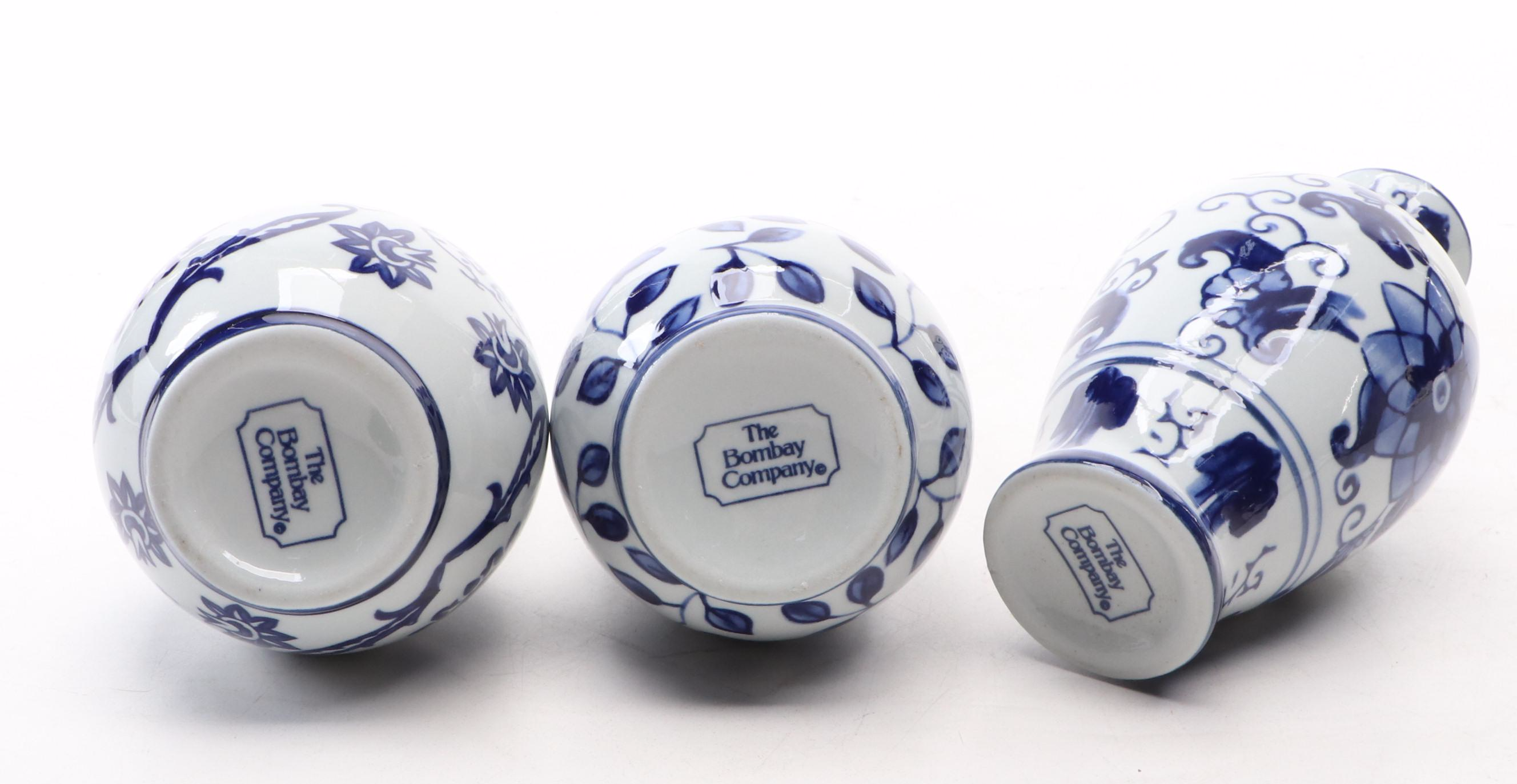 The Bombay Company Chinese Style Blue and White Porcelain Vases