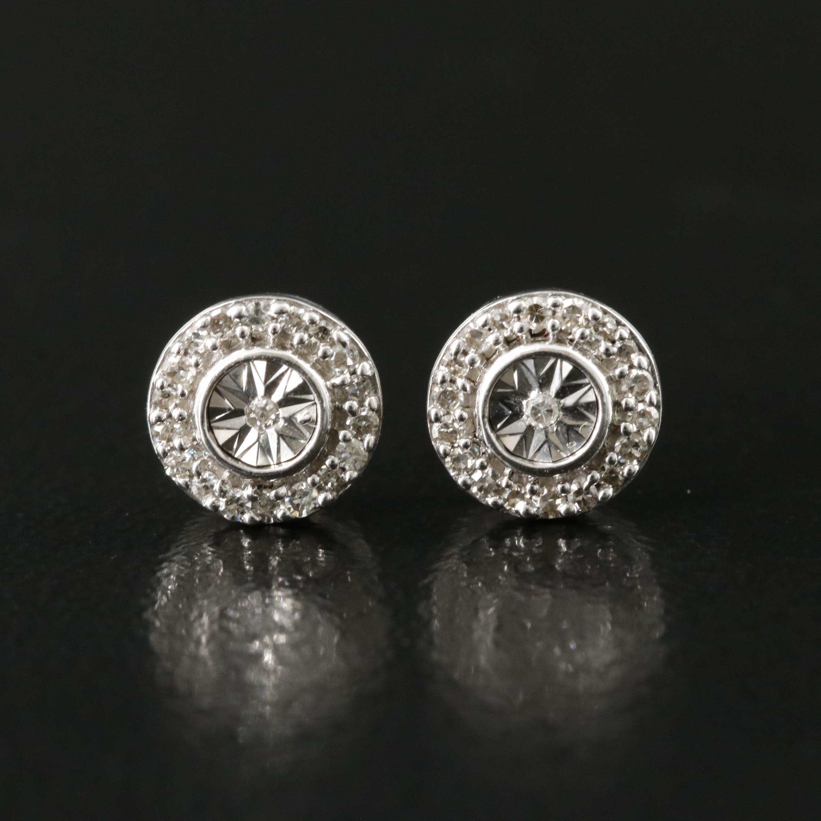Sterling Diamond Stud Earrings