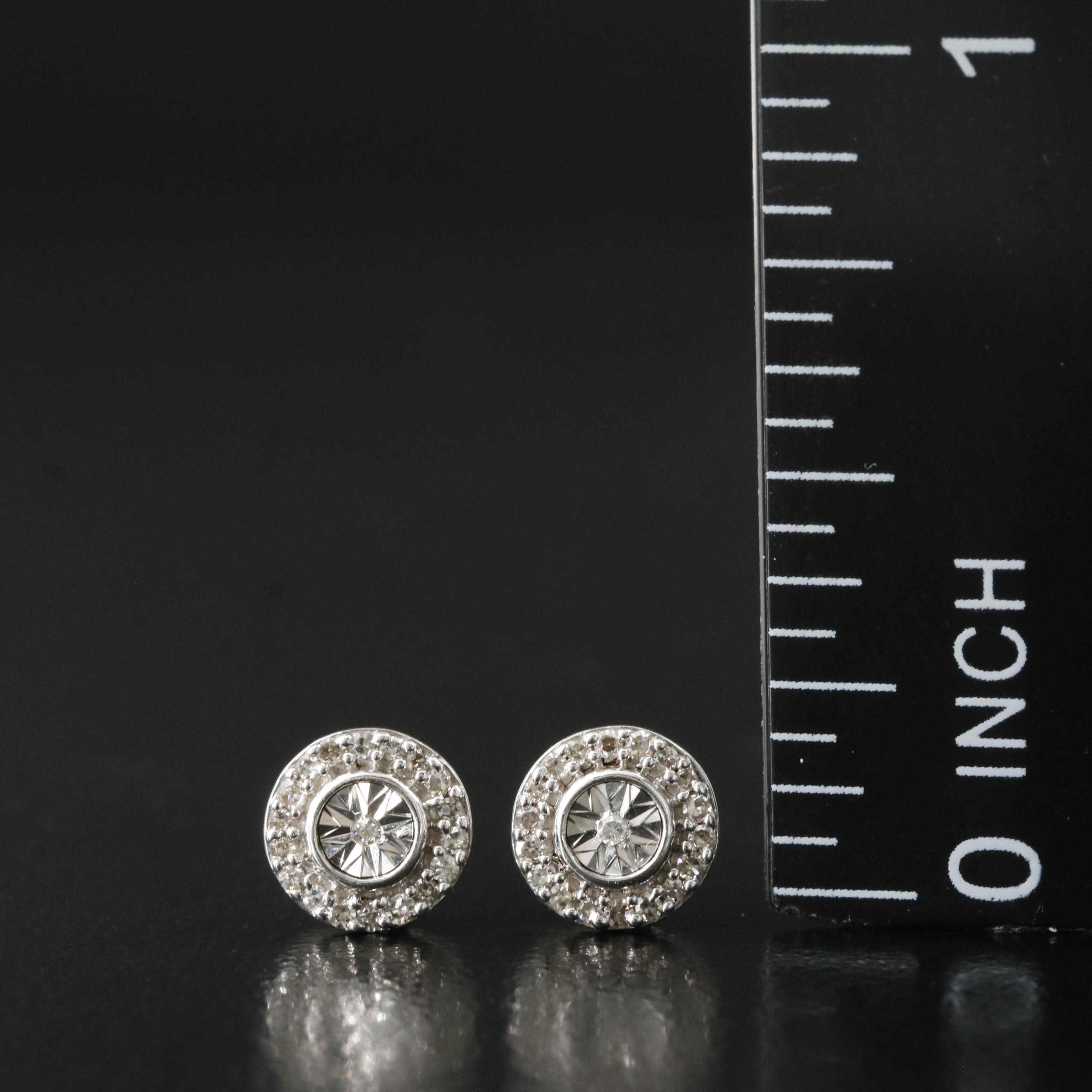 Sterling Diamond Stud Earrings