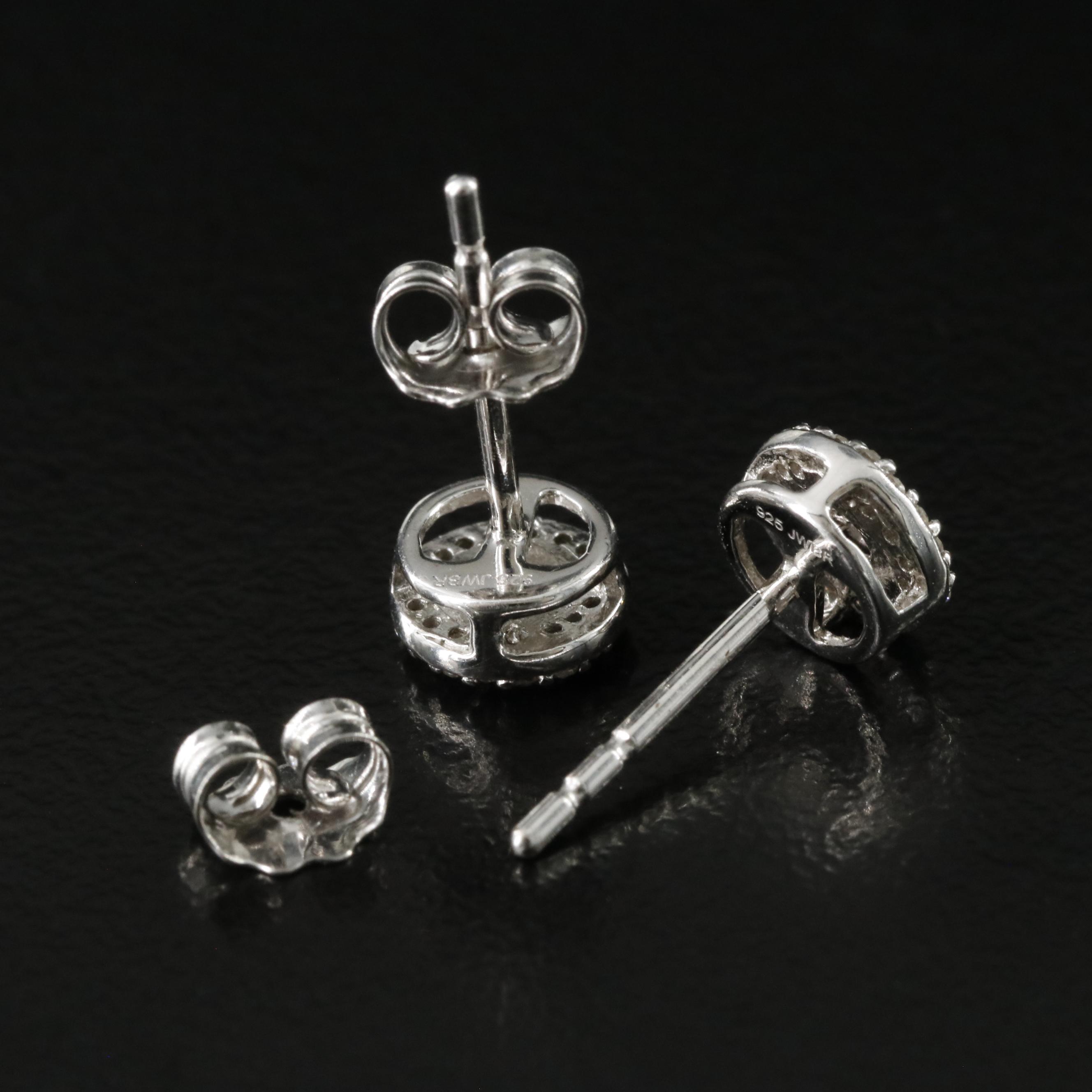 Sterling Diamond Stud Earrings