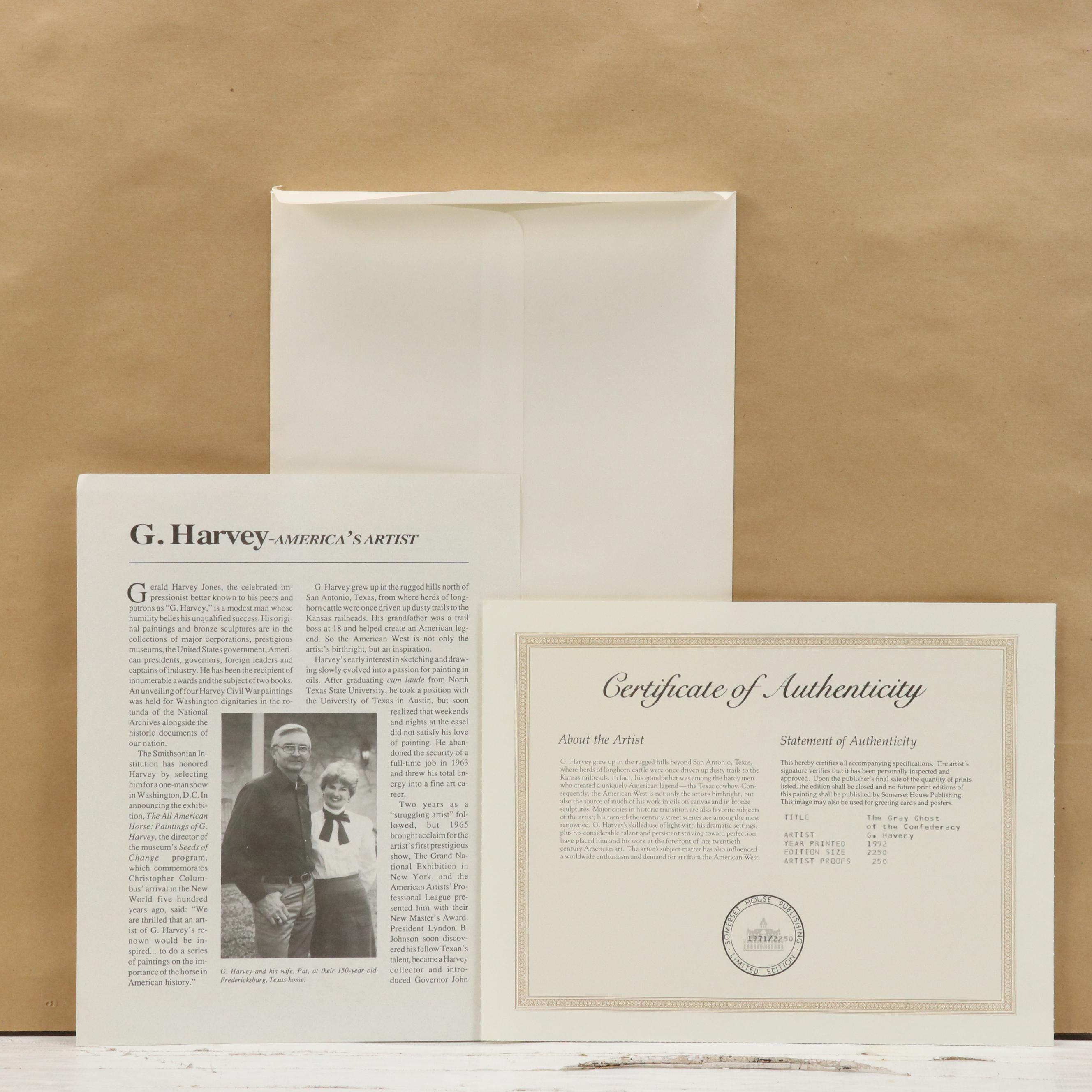 G. Harvey Civil War Offset Lithograph "The Gray Ghost of the Confederacy," 1992