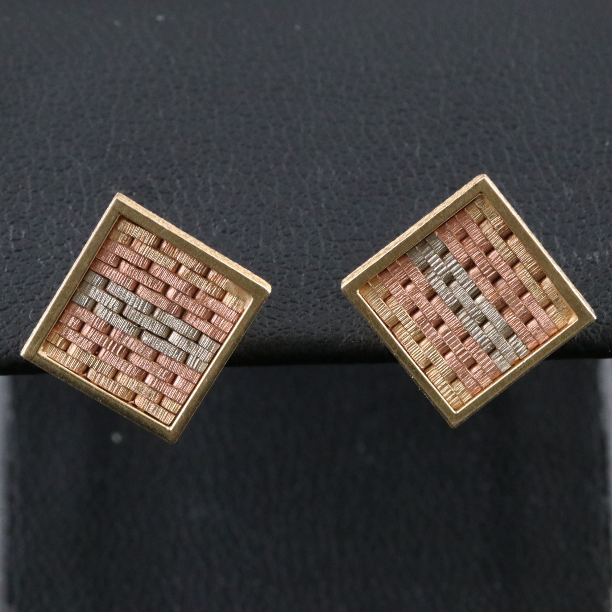 14K Tri-Color Woven Earrings
