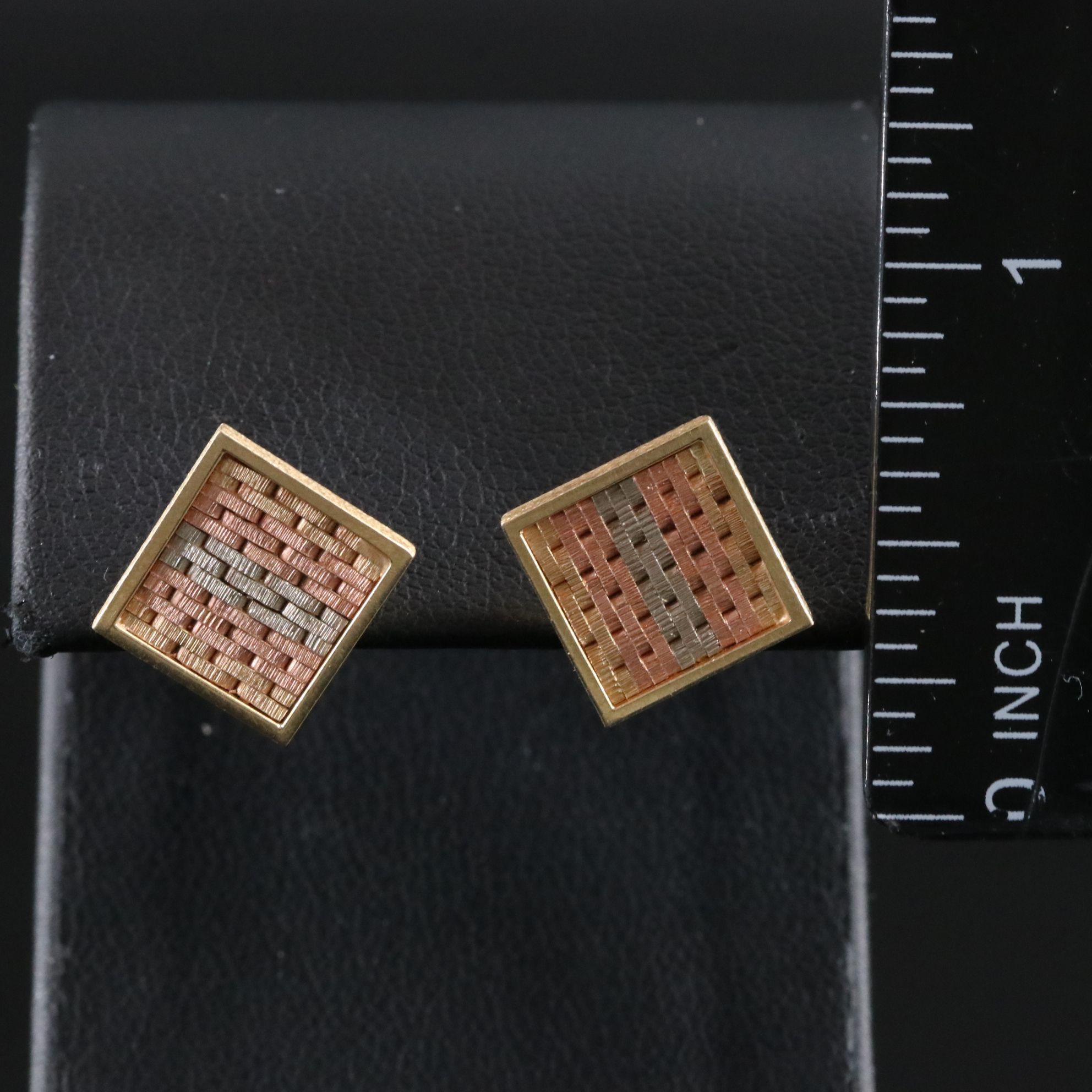 14K Tri-Color Woven Earrings