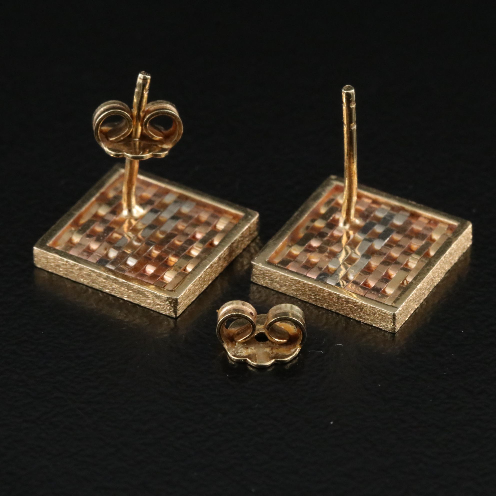 14K Tri-Color Woven Earrings