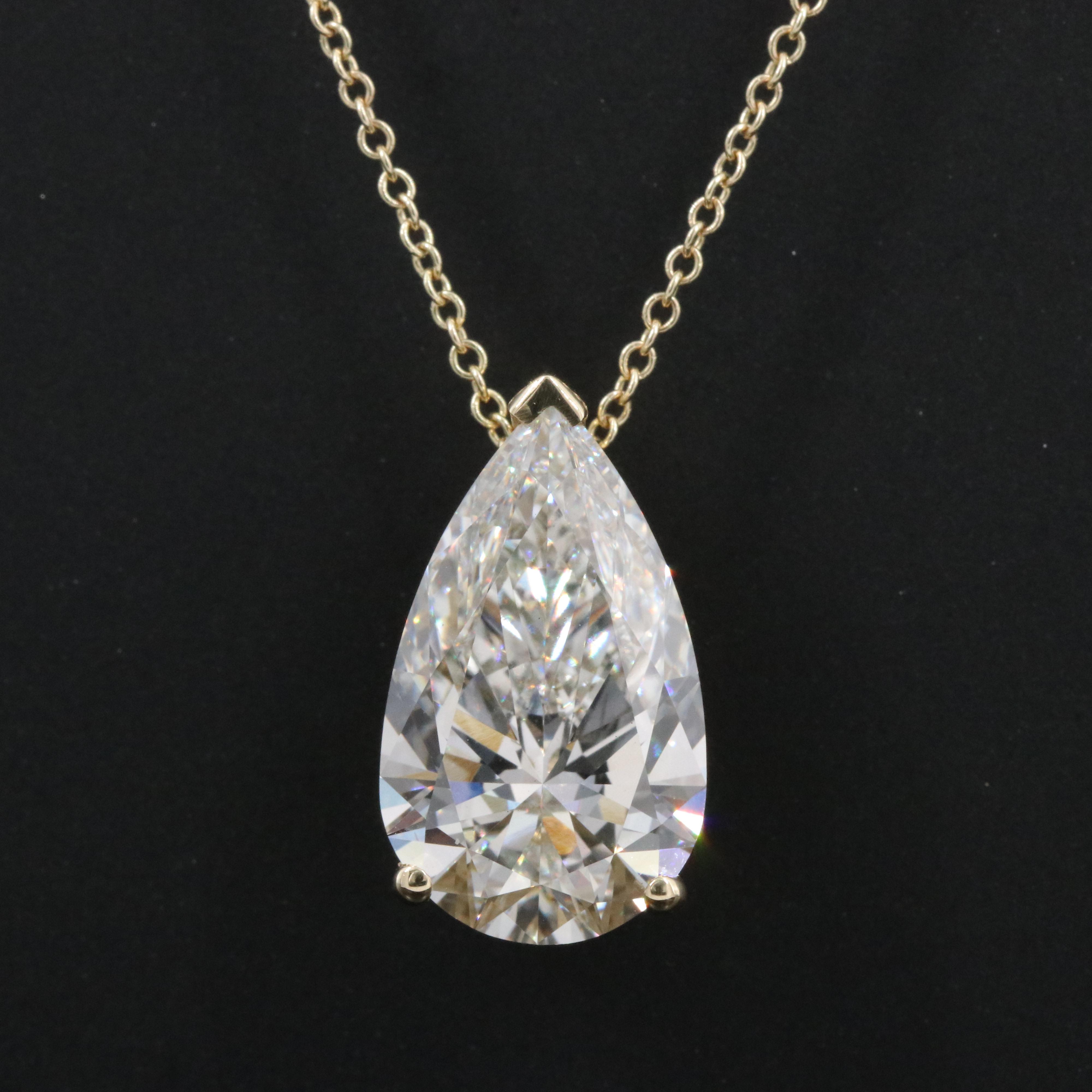 14K 4.44 CT Lab Grown Diamond Solitaire Pendant Necklace with IGI Report