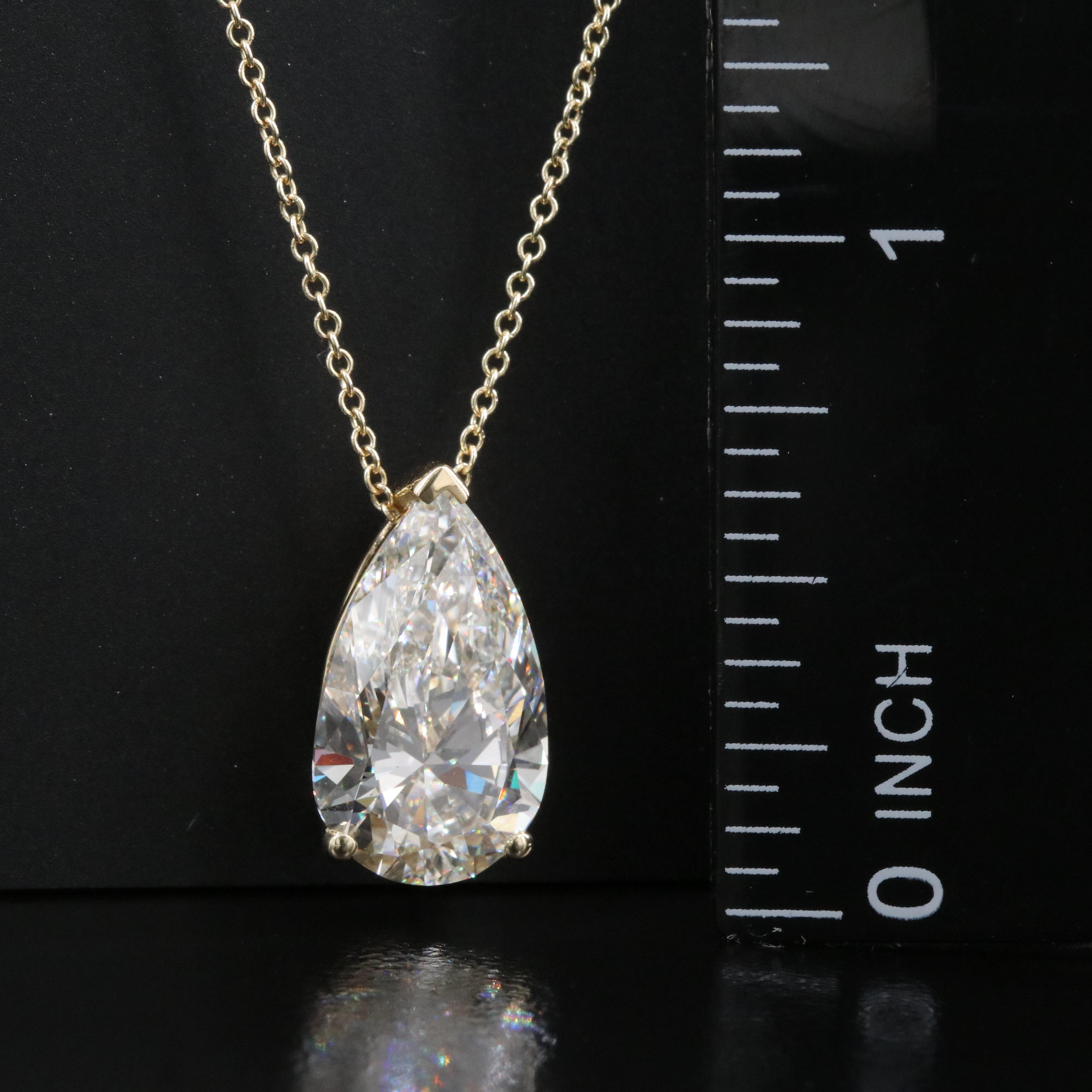 14K 4.44 CT Lab Grown Diamond Solitaire Pendant Necklace with IGI Report