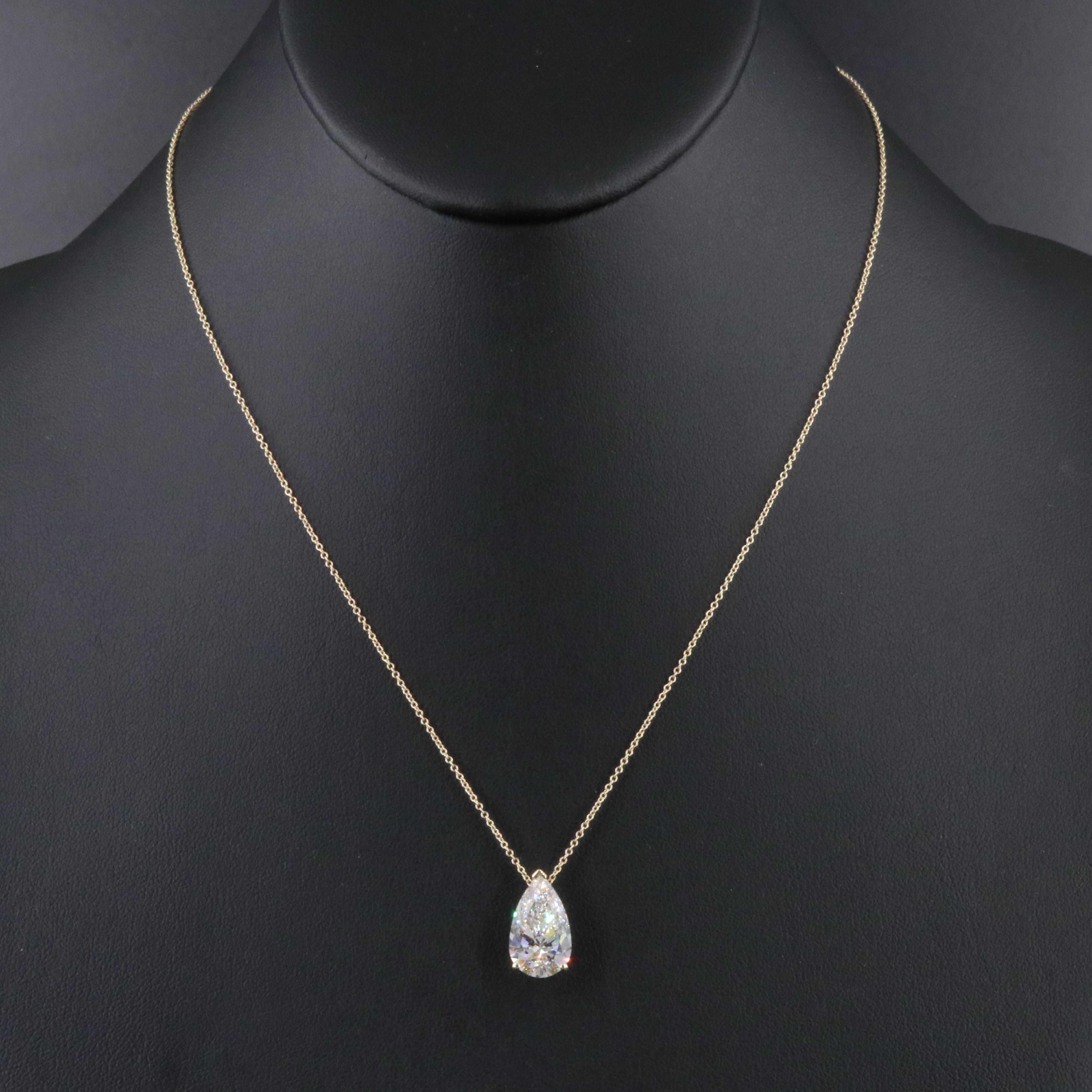 14K 4.44 CT Lab Grown Diamond Solitaire Pendant Necklace with IGI Report