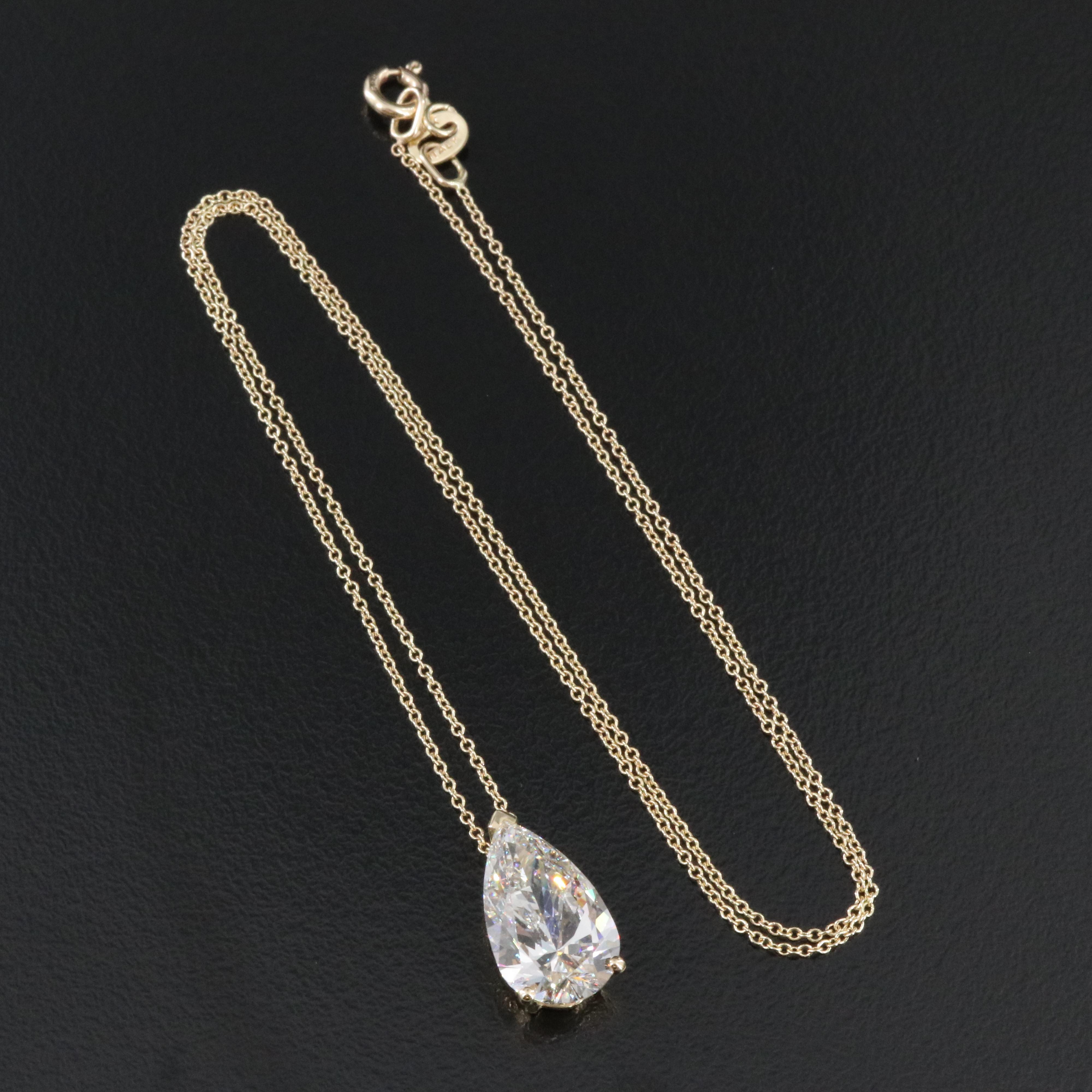 14K 4.44 CT Lab Grown Diamond Solitaire Pendant Necklace with IGI Report