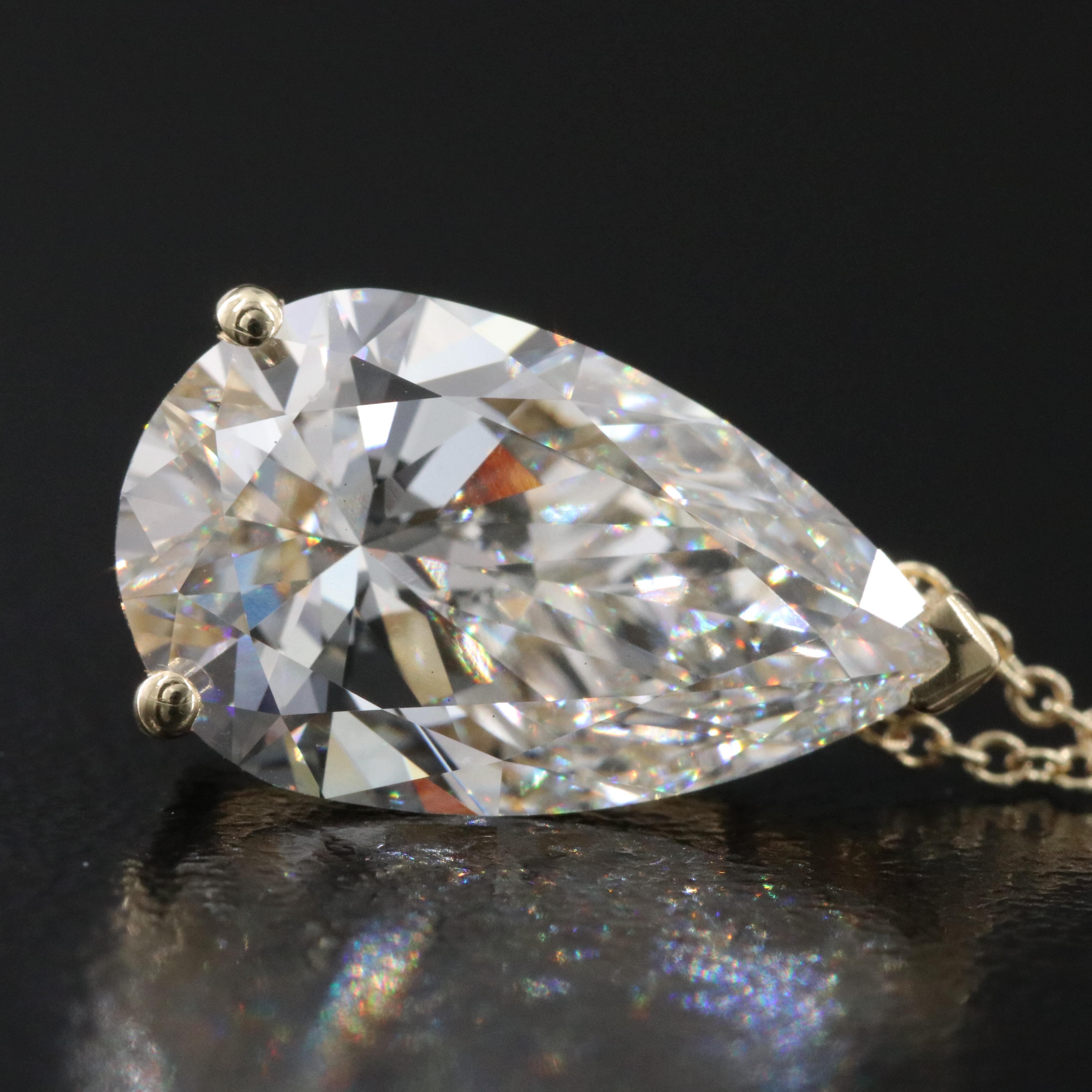 14K 4.44 CT Lab Grown Diamond Solitaire Pendant Necklace with IGI Report