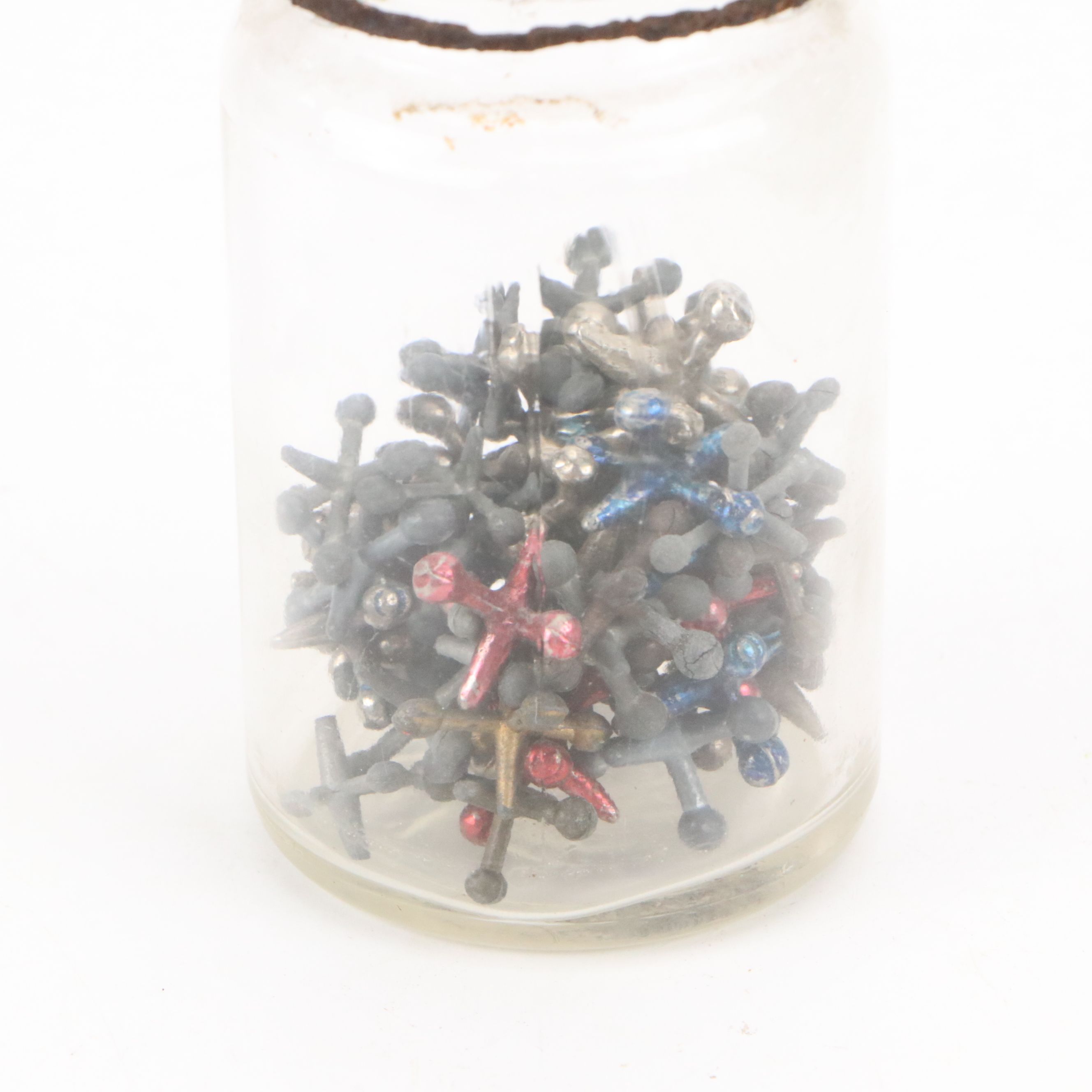 Cat's Eye, Shooters and Other Marbles in Ball Jars with Other Bottle of Jacks