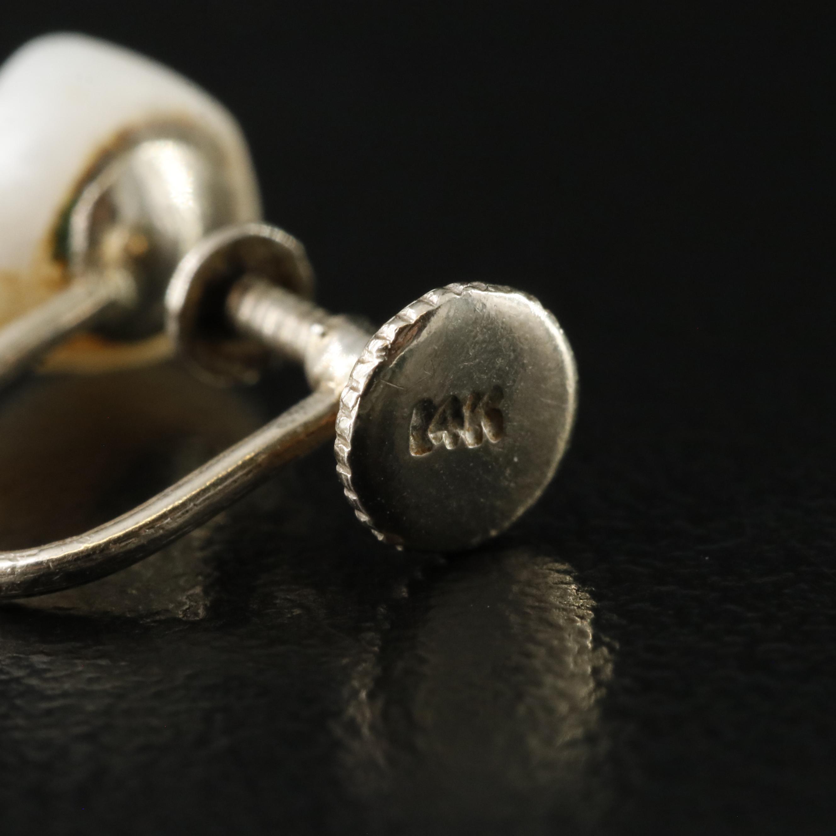 14K Dogtooth and Seed Pearl Earrings